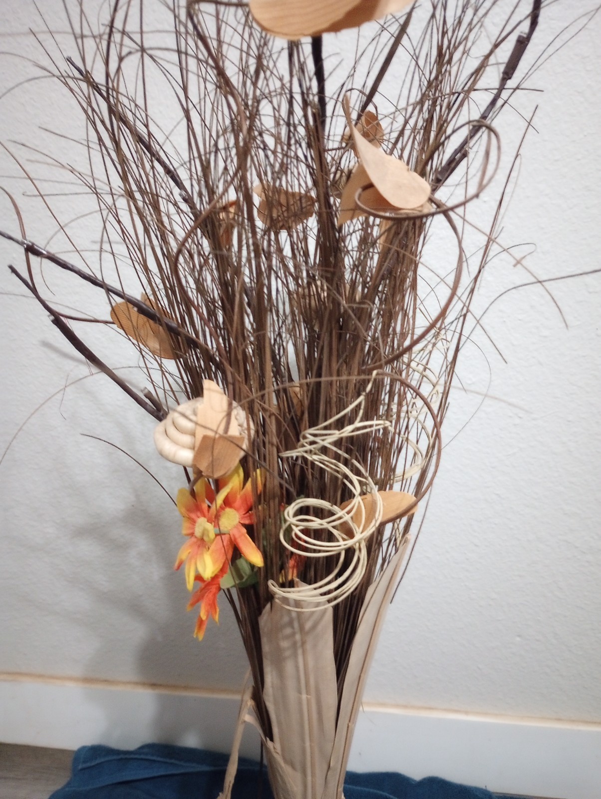 35″ Artificial Floor Arrangements Natural Grass bouquet in vase, with Lights