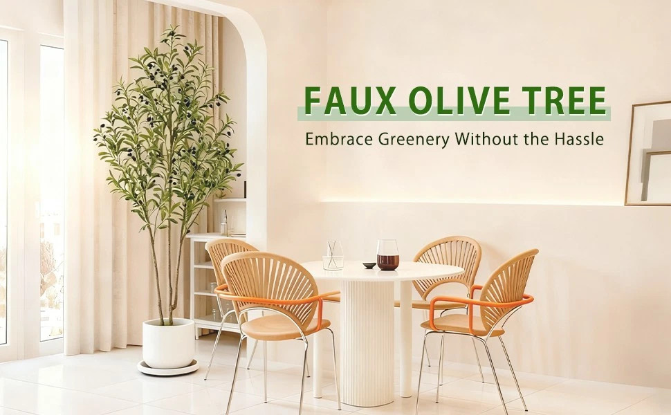 6ft Potted Artificial Olive Tree Faux Silk Plant for Home Office & Bedroom Decor