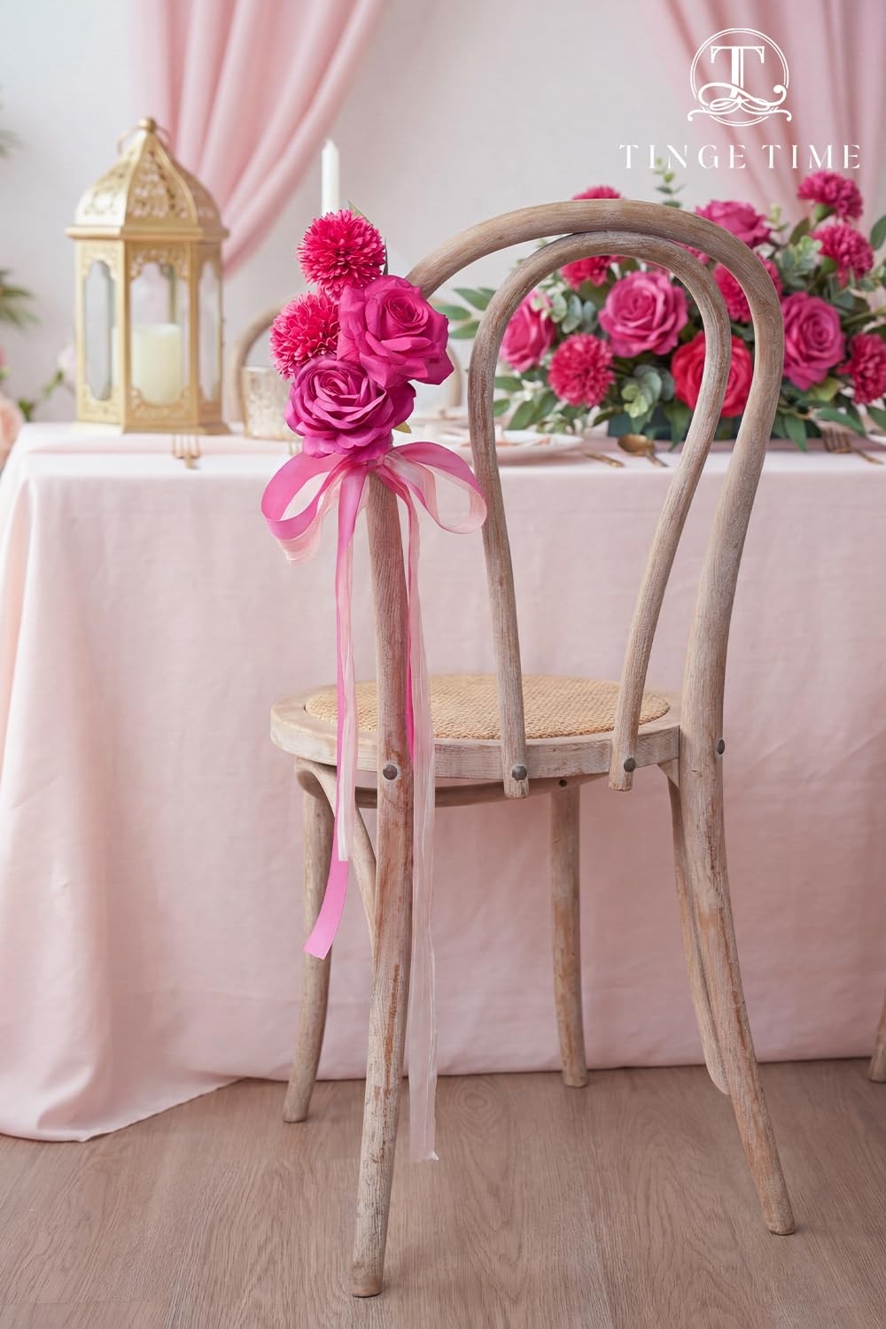 Rose Artificial Flowers Combo, 23pcs Hot Pink Gradient Fake Flowers Chrysanth…