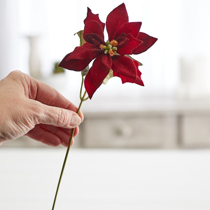 Burgundy Artificial Poinsettia Pick | 6 Pieces