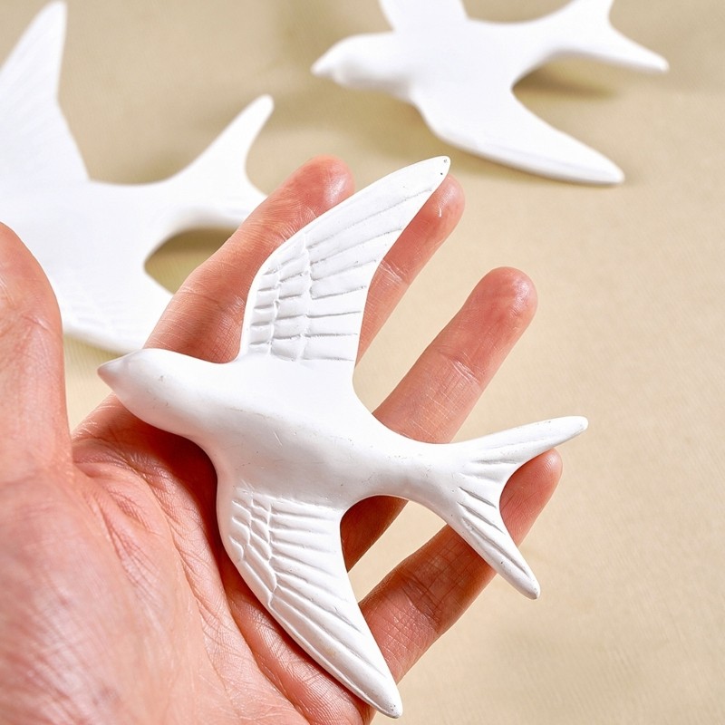 Pack of 3 White Bird Wall Set with 3 Mixed Size Birds for Indoor Wall Use