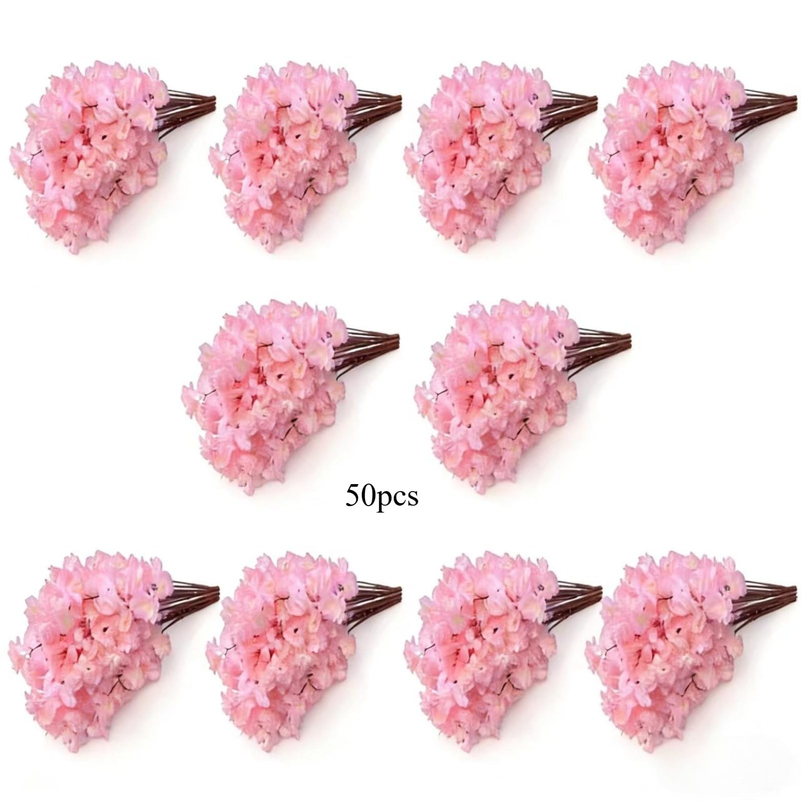 50PCS Silk Cherry Blossom Branches – Realistic Fake Flowers for Weddings, Home D