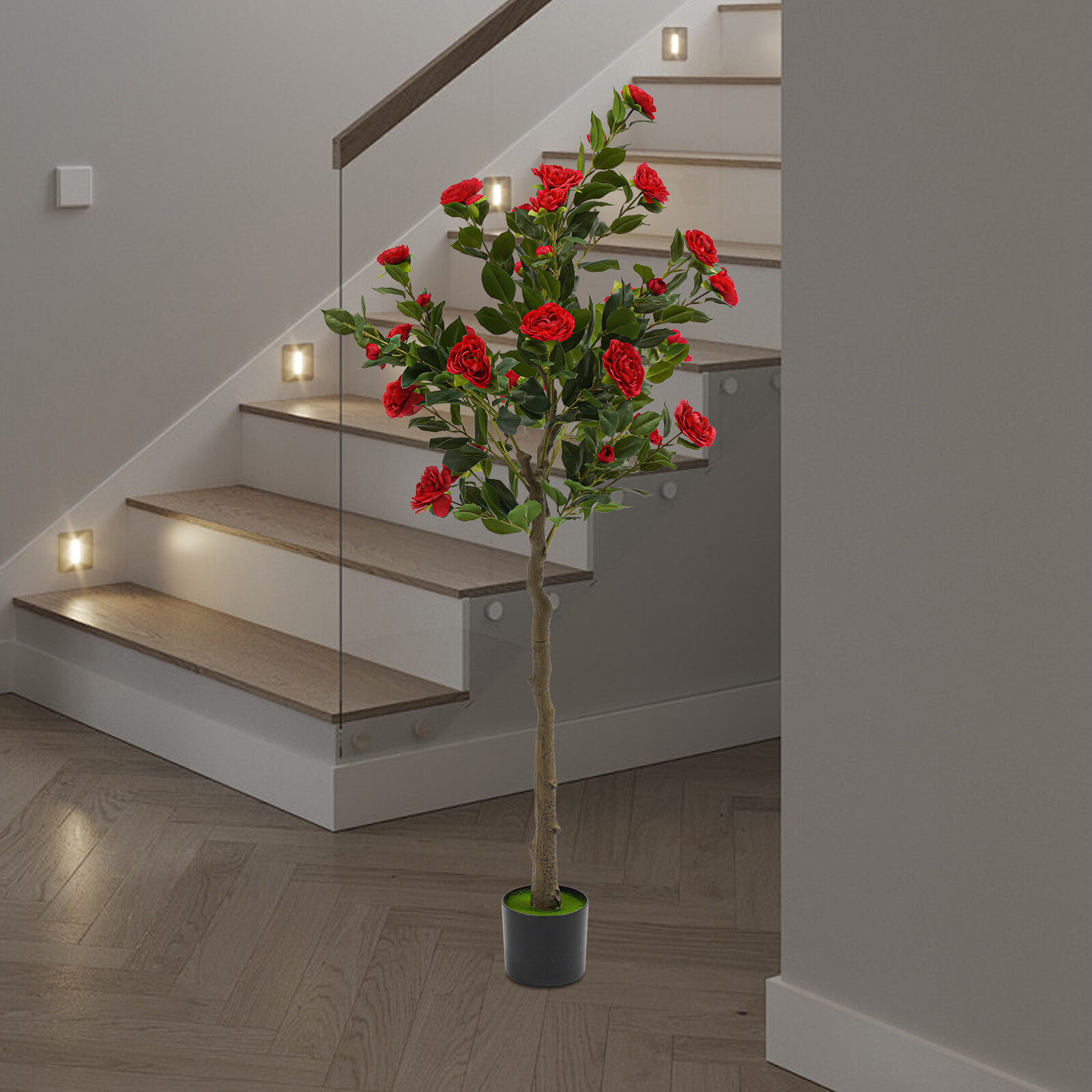 59in Artificial Camellia Tree Modern Home Decor (indoor/outdoor). Retail $65.08