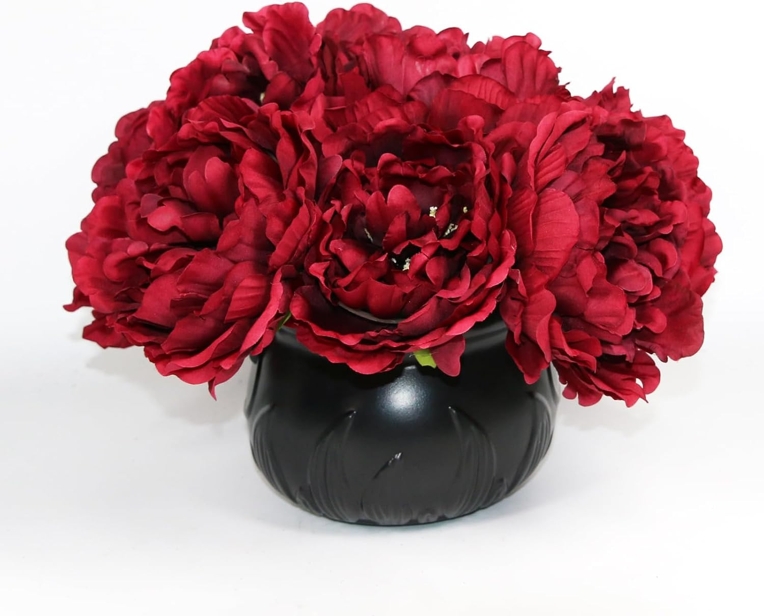Artificial Peony for Fall Home Decoration, 5 Pcs Red Faux Peonies for Halloween