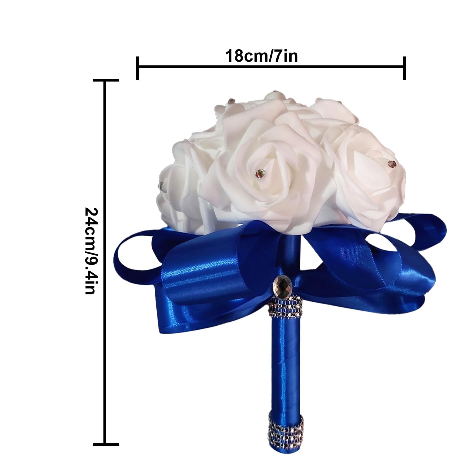 Wedding Bouquet – Bride & Bridesmaid Hand Roses, Silk Roses, Crystal Diamond …