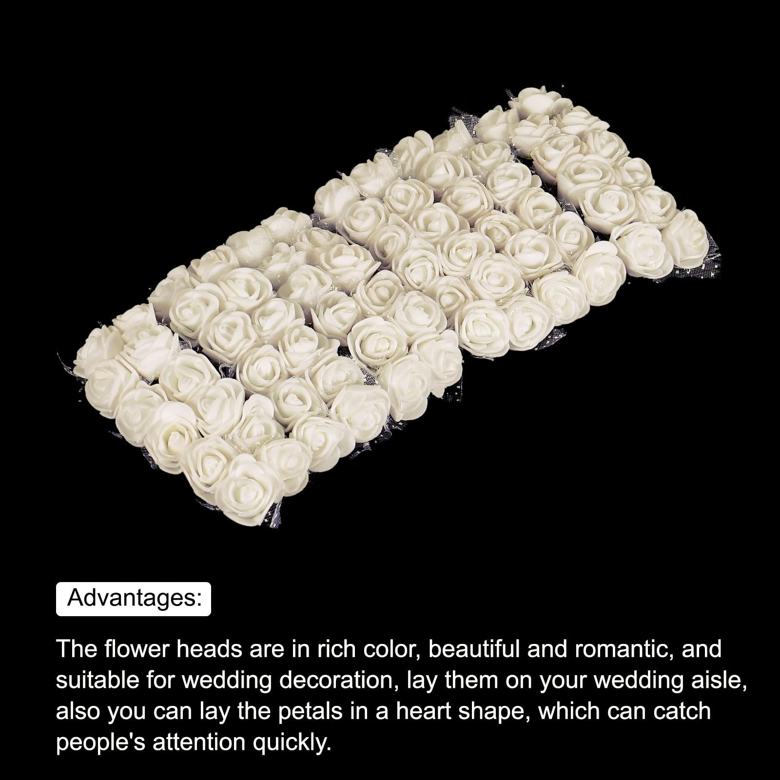 144 PCS White Mini Artificial Rose Flower Heads 0.81 Inch DIY Craft