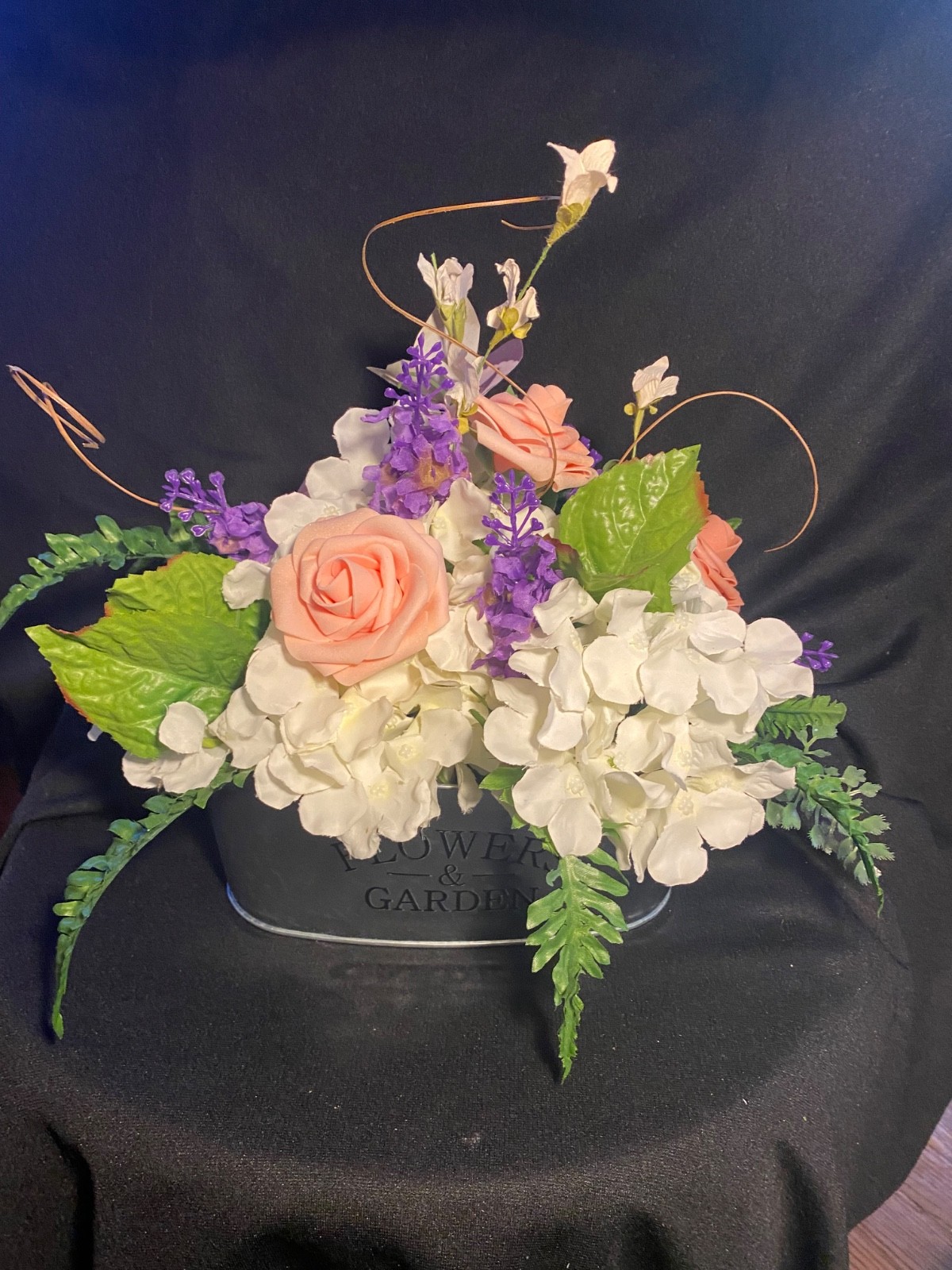 Hydrangeas, Roses, & Butterfly Silk Flower Centerpiece