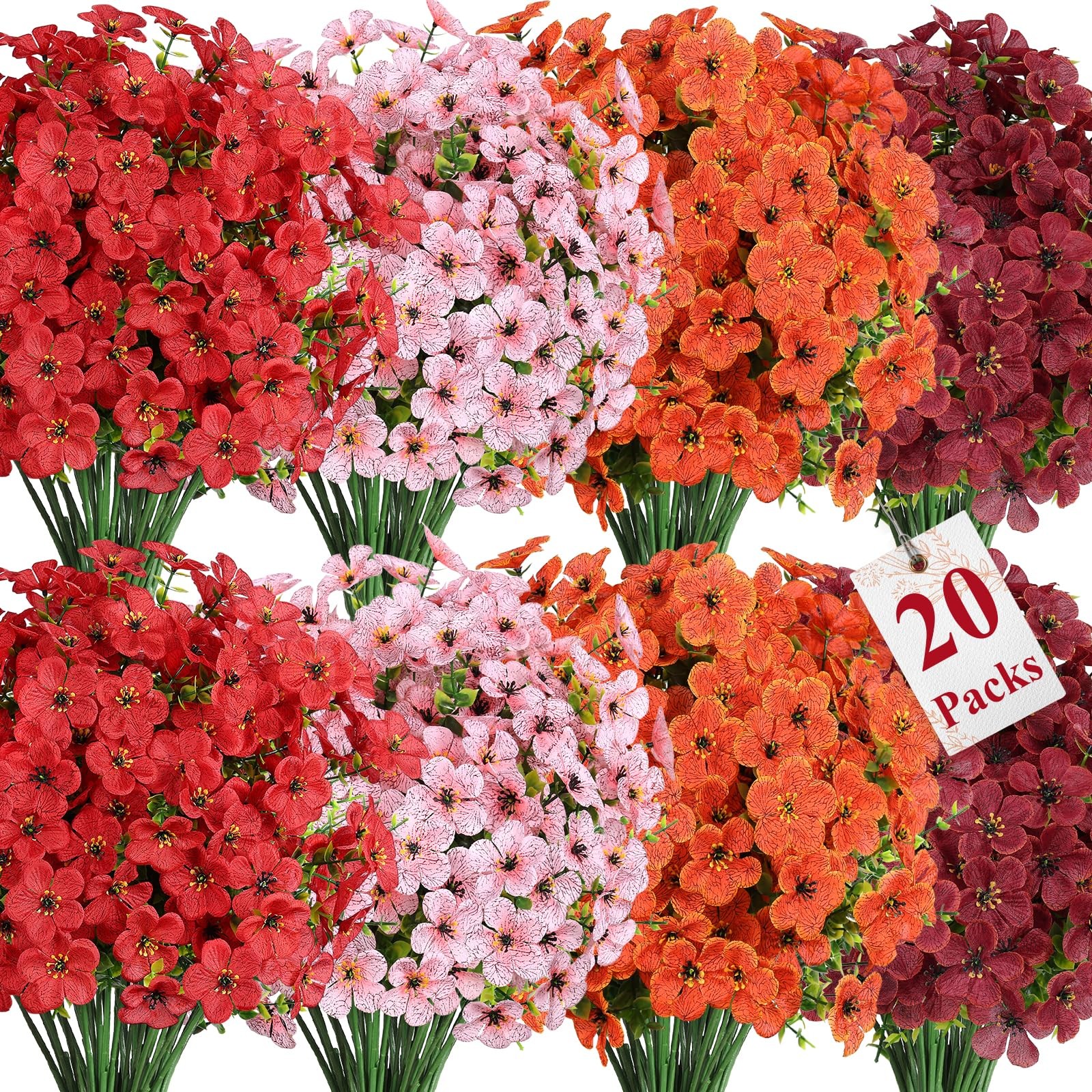 UV Resistant Artificial Daisy Flowers Silk Faux Plants for Outdoor Patio Decor