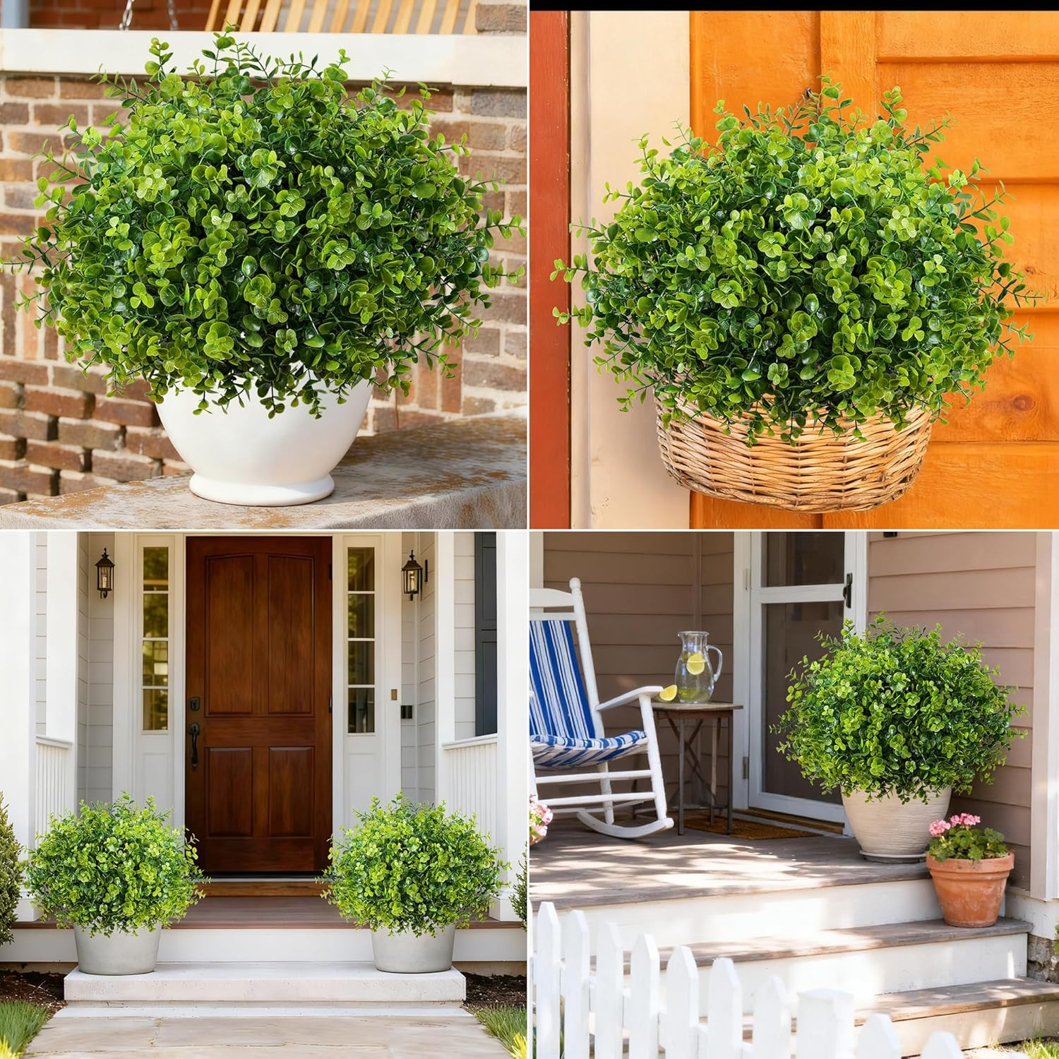 Artificial Faux Outdoor Plants for Spring Summer Decoration, 12 Bundles Fake Pla