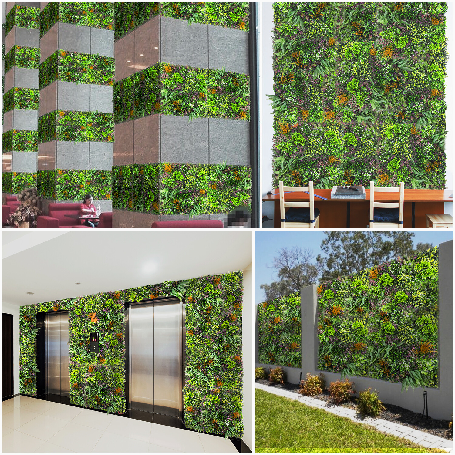 40″ Artificial Grass Mats 3D Mixed Plant Wall Ledge Decor For Home Festival #10
