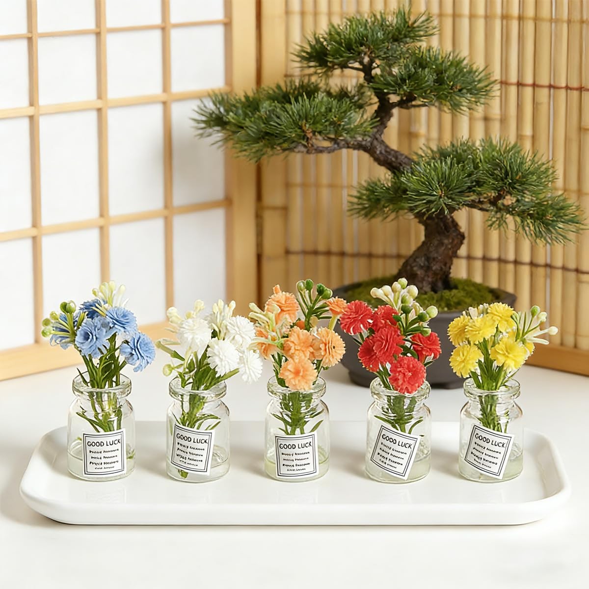 5 PCS Mini Flower Car Dashboard Decorations Cute Auto Interior Ornaments for