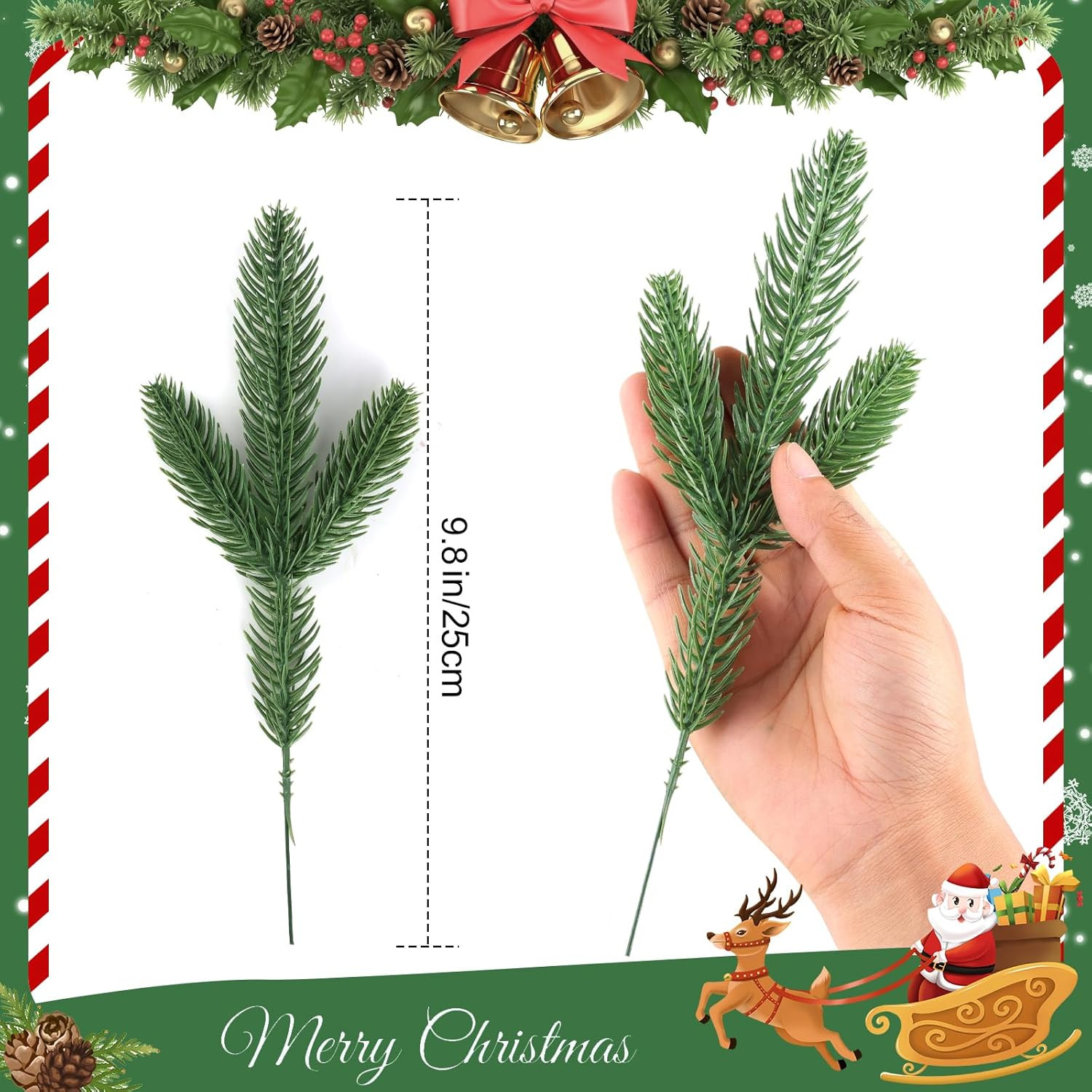 50 Pcs Artificial Pine Branches Christmas Greenery Plants Pine Needles DIY Cedar