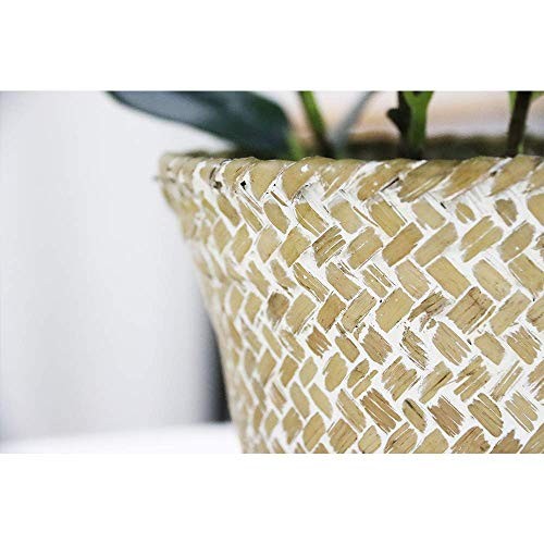 Artificial Ficus Tree Small Fake Plants in Weaved Pot 20″ Height for 1 Green