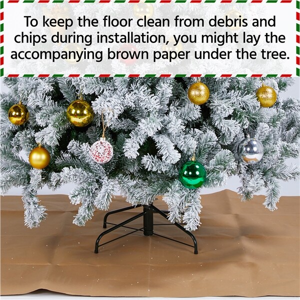 6/7.5/9ft Unlit Premium Snow Flocked Hinged Artificial Xmas Christmas Pine Tree
