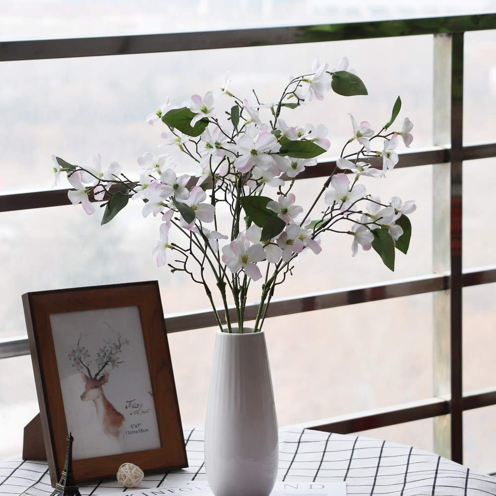 4 Pcs Dogwood Flowers Floral Arrangements Artificial Silk Bouquet White for H…