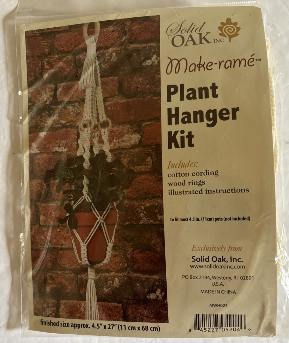 MACRAME Solid Oak Inc PLANT HANGER KIT – Set of 2 – 4 1/2″ x 27″ Mid Century