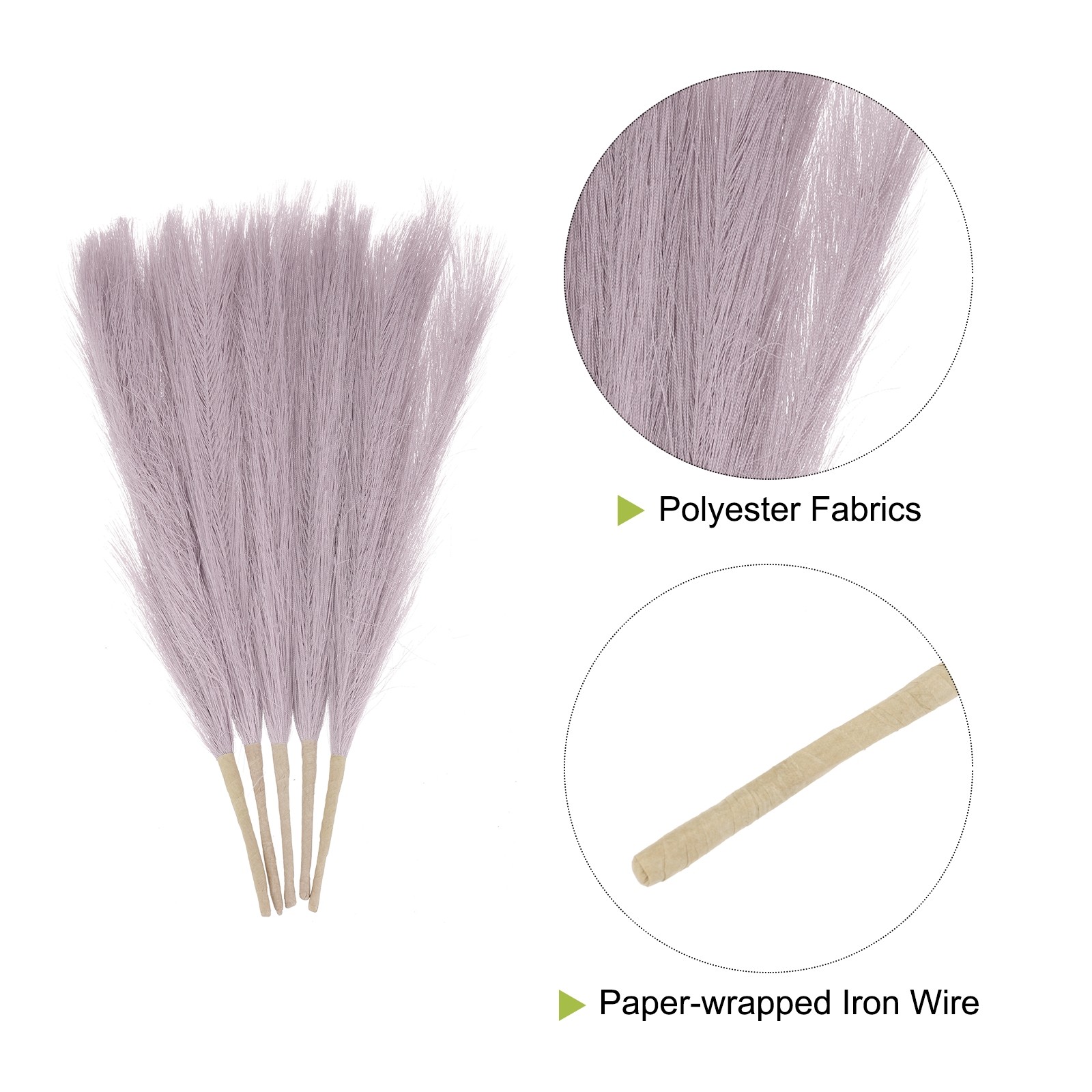 5pcs Dried Faux Pampas Grass 17″ Artificial Pampas Grass Decor Lilac