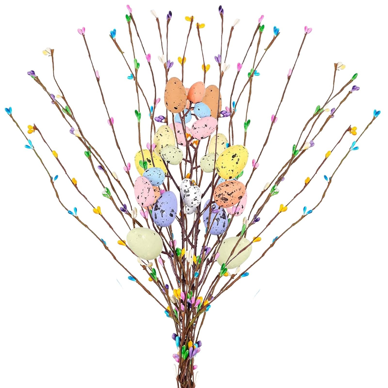 26pcs Easter Egg Flower Stems Decorations Artificial Easter Spray Vine Eggs S…
