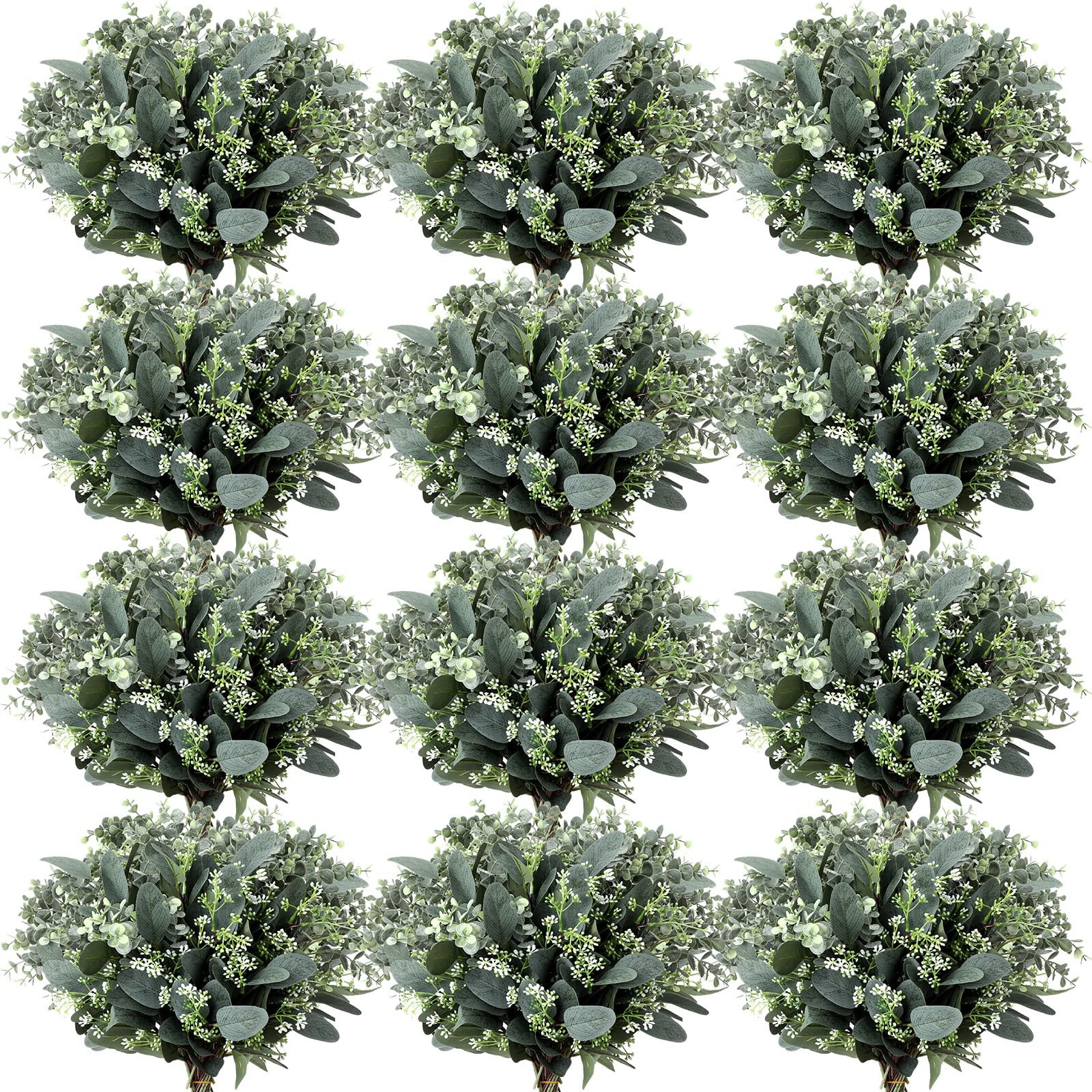 Mixed Eucalyptus Leaves Stems Bulk White Seeds Artificial Silver Dollar Sprays