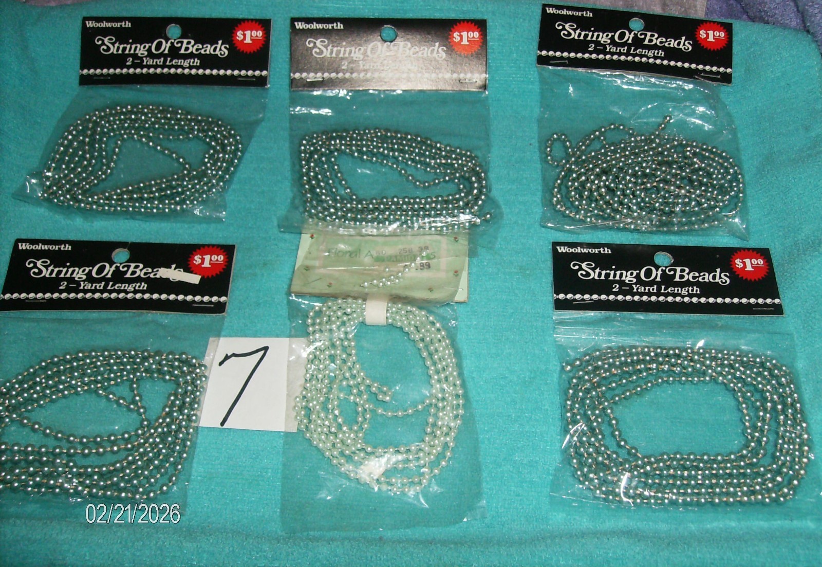 DELUXE 6 PKG BLUE STRING OF PEARLS 12 YARDS CRAFTS FLORAL ACCESSORIES #7