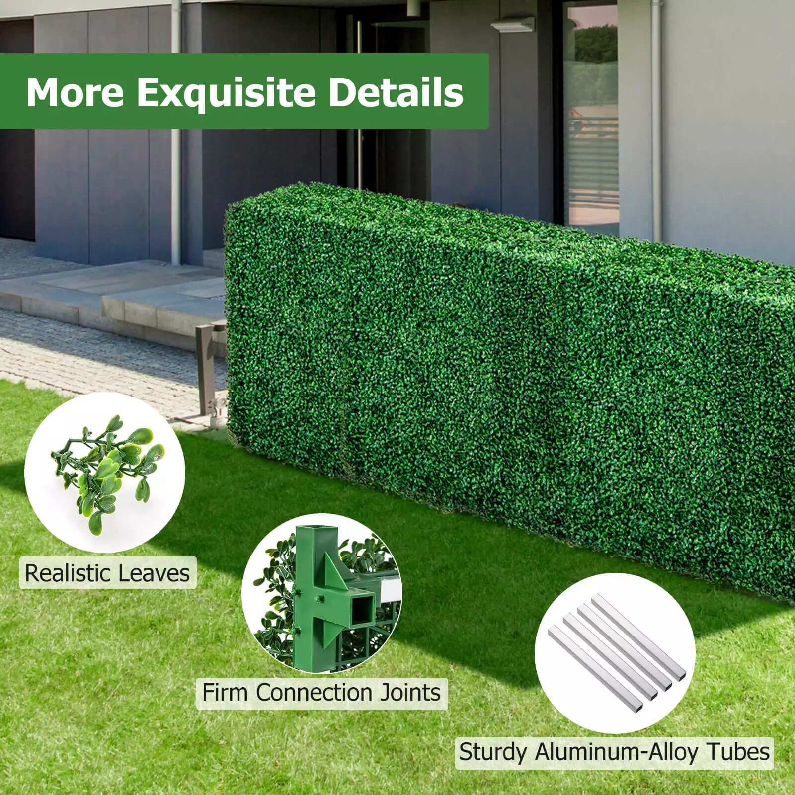 Artificial Plant Wall w/ Realistic PE Leaves Aluminum Tubes Zip Ties Decoration