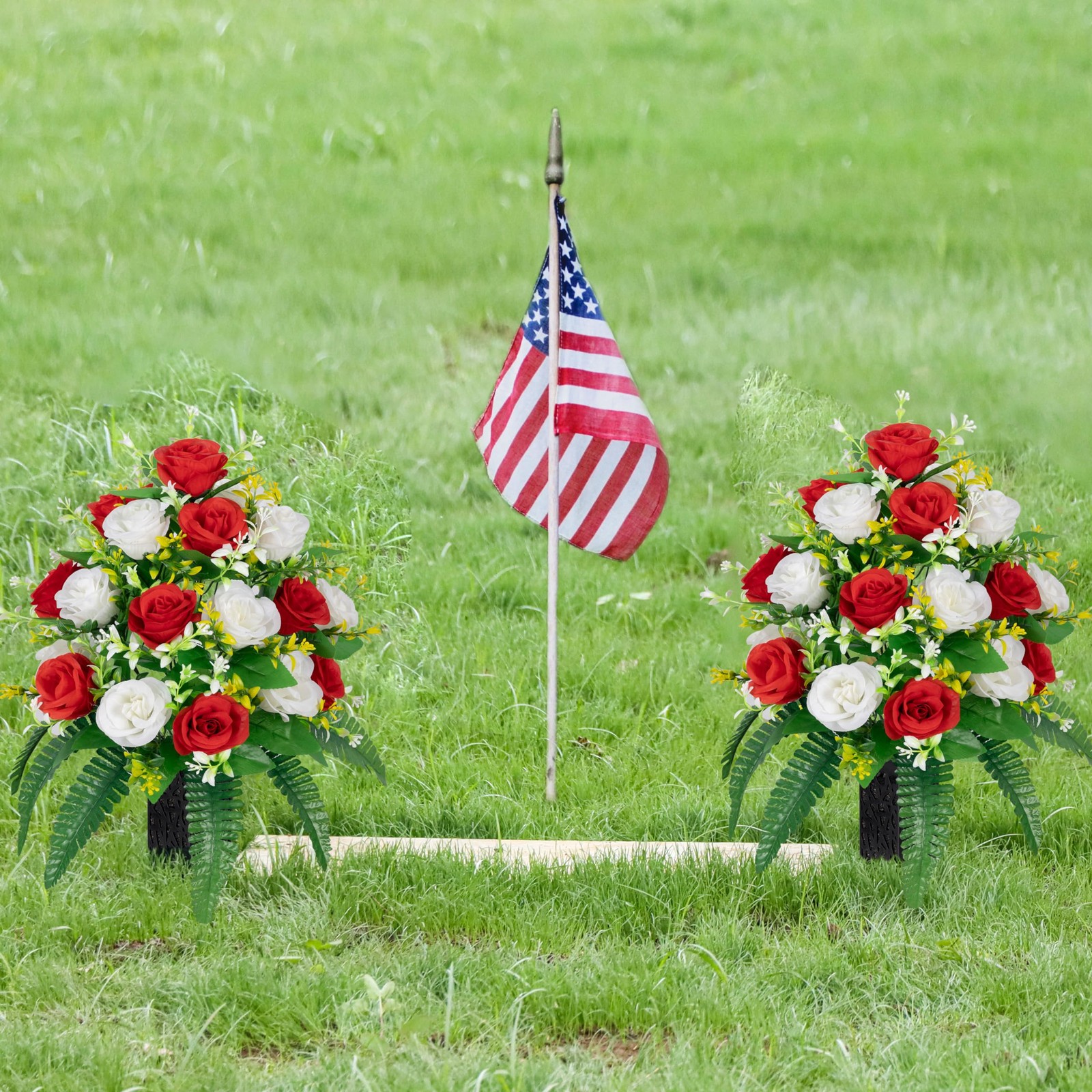 MOOMASS Artificial Cemetery Flowers – Grave Decorations, Cemetery Flowers for…
