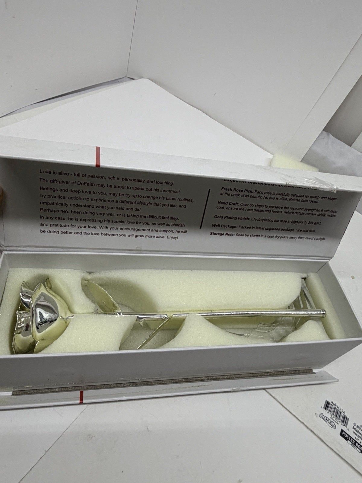 DeFaith 24K Gold Plated Real Rose w/ Gift Box Display Stand & Certificate