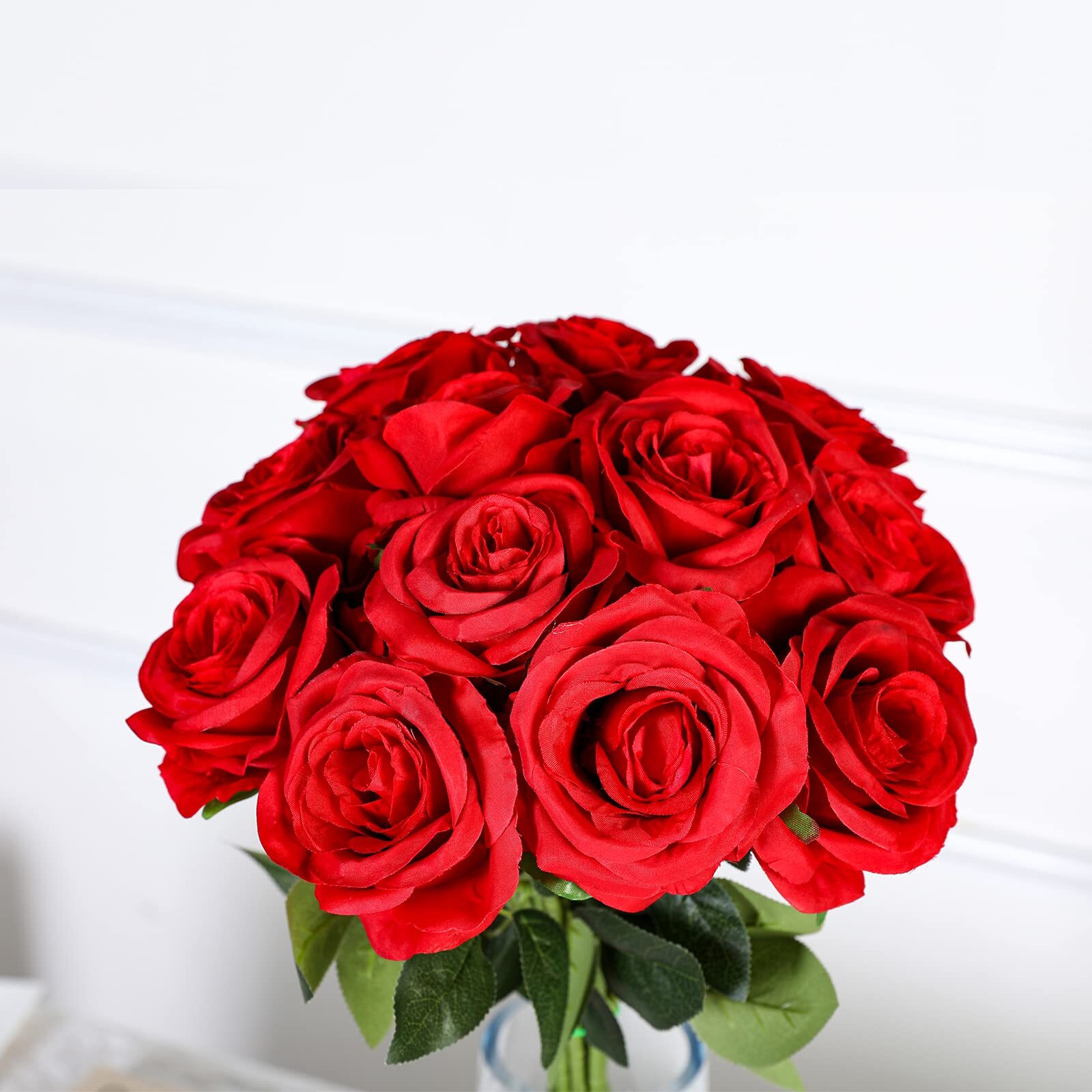 Hawesome 12PCS Artificial Silk Flowers Realistic Roses Bouquet Long Stem for …