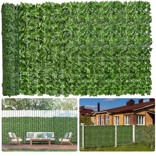 Faux Ivy Privacy Fence Screen 8PCS 20 x 20 Inch Artificial Faux 80×40 inches