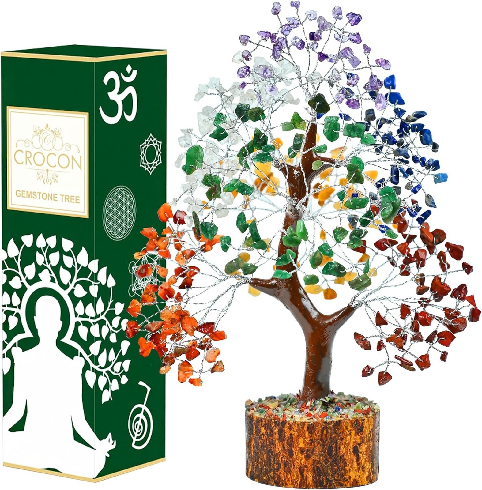 7 Chakra Tree of Life Crystals Healing Stones Feng Shui Money Tree 10-12 Inch