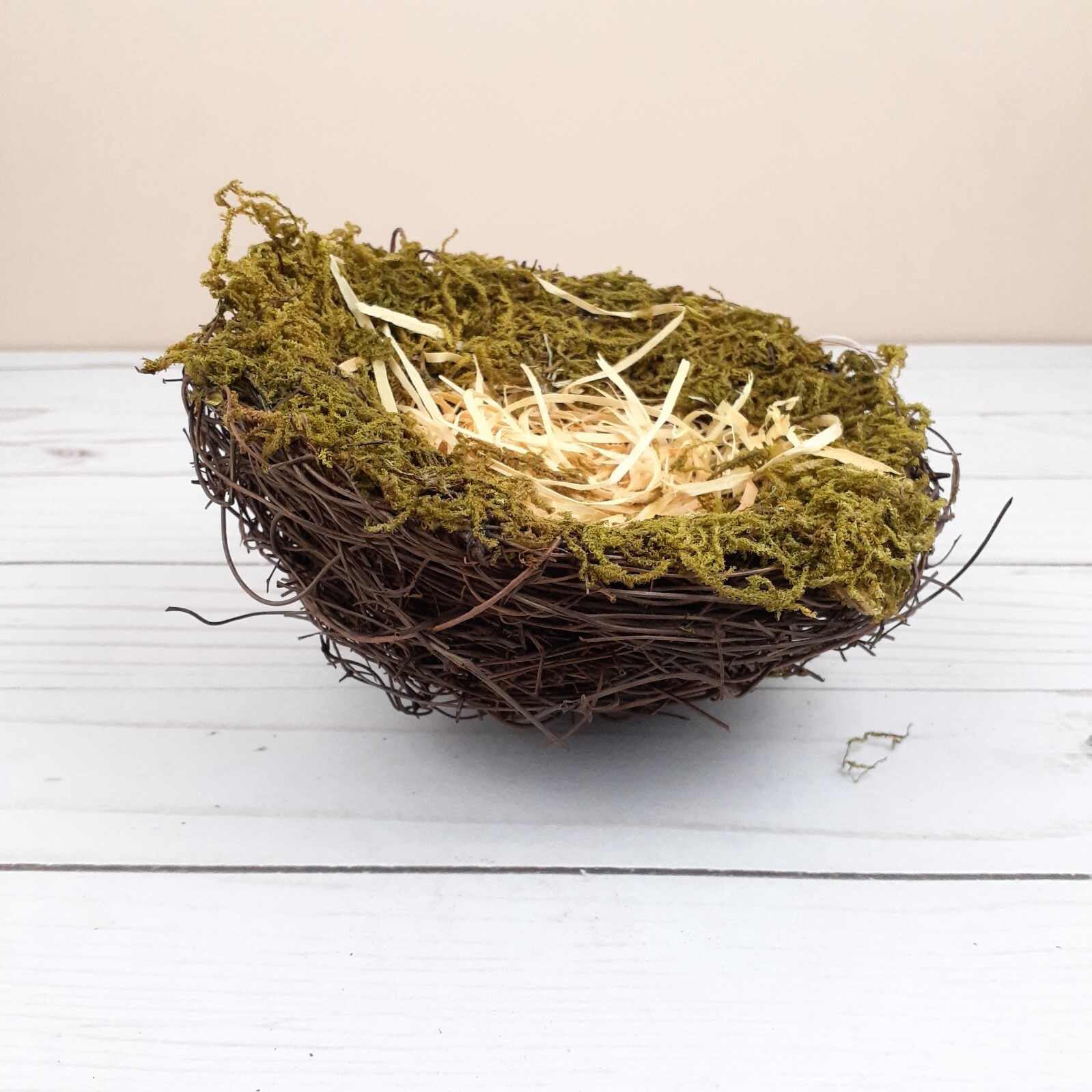 Grapevine Bird Nest with Moss Natural Fiber 6 inch