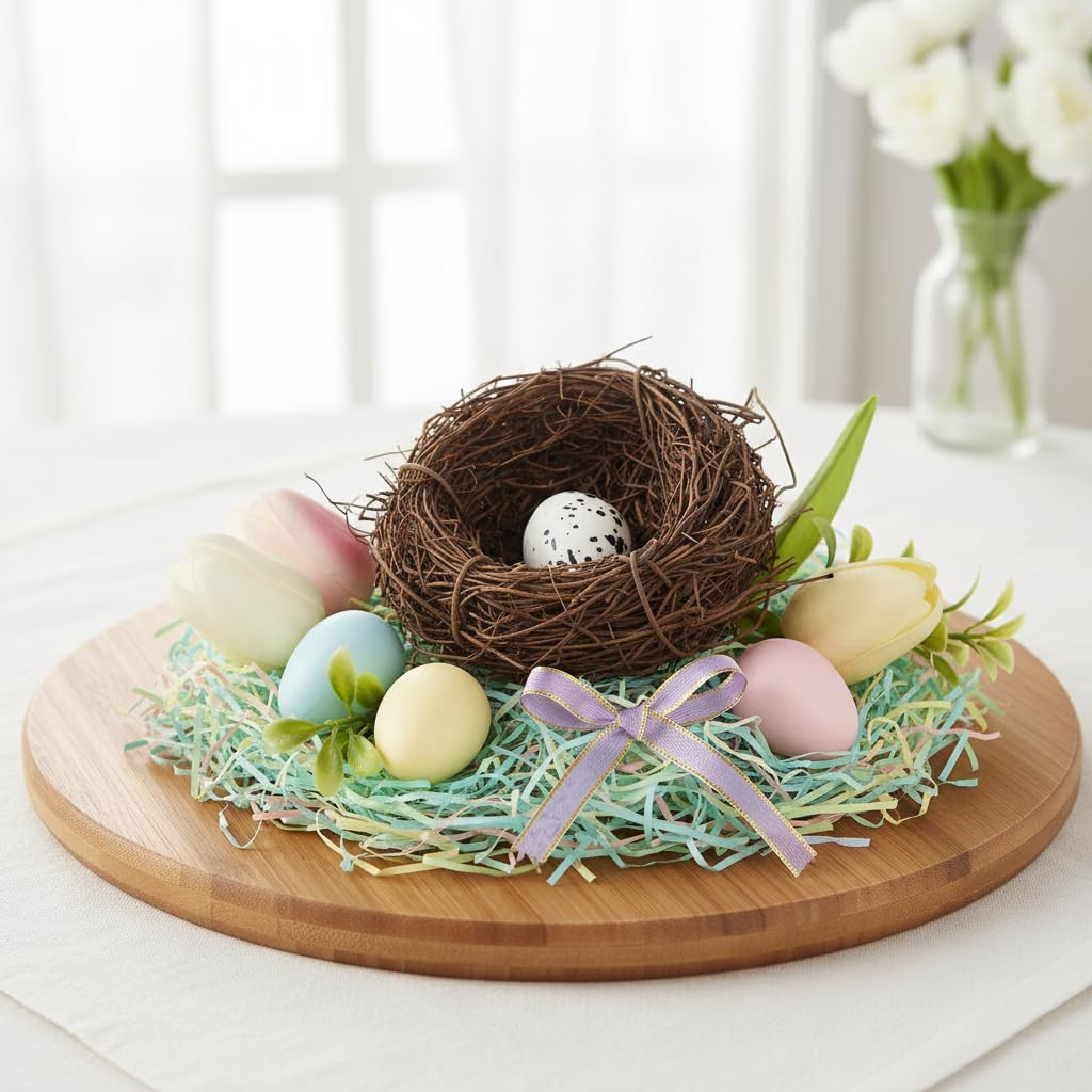 Artificial Bird Nest, Bird Nest with Artificial Bird Eggs, Country Style Simulat
