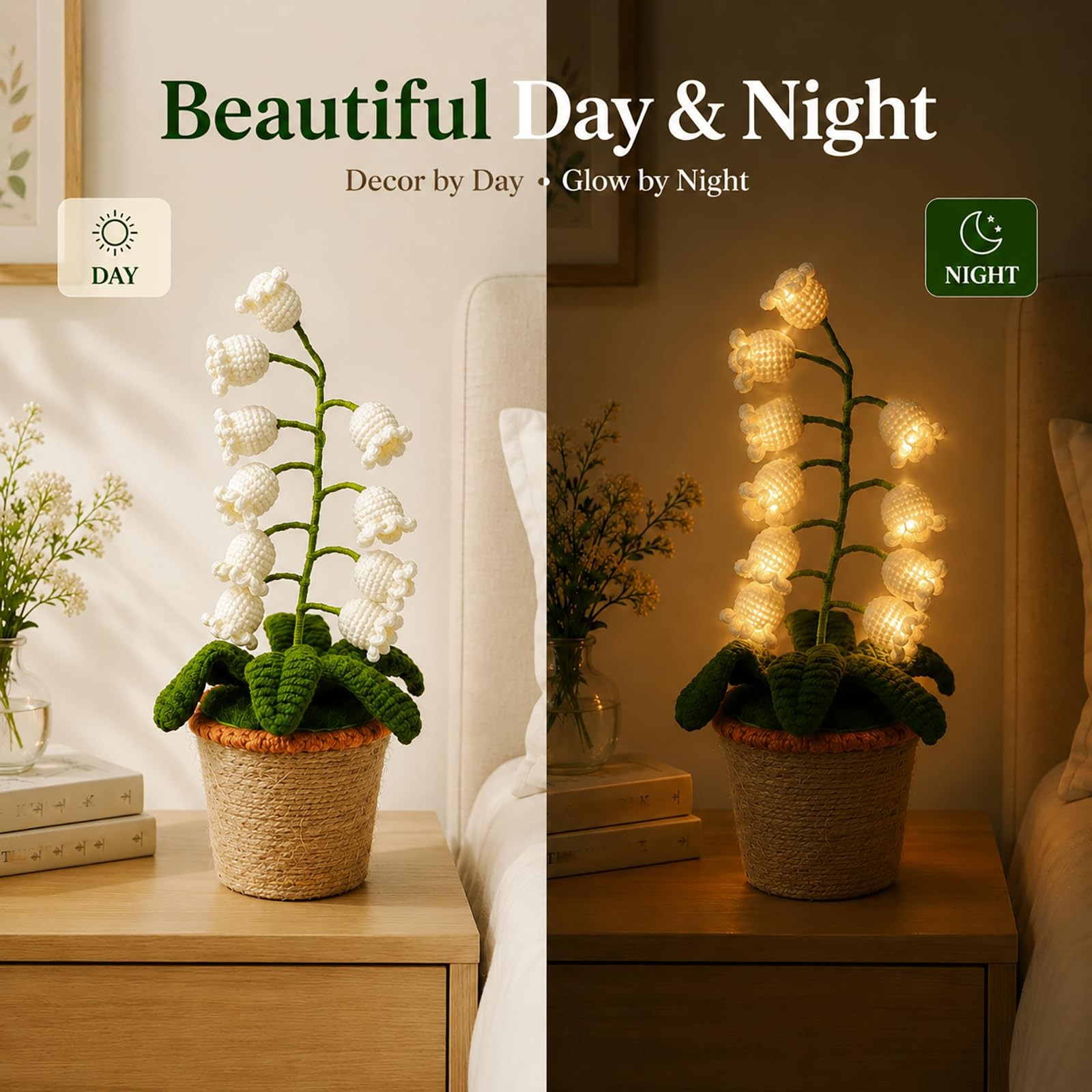 Lily of The Valley Lamp Crochet Flower Night Light Gift for