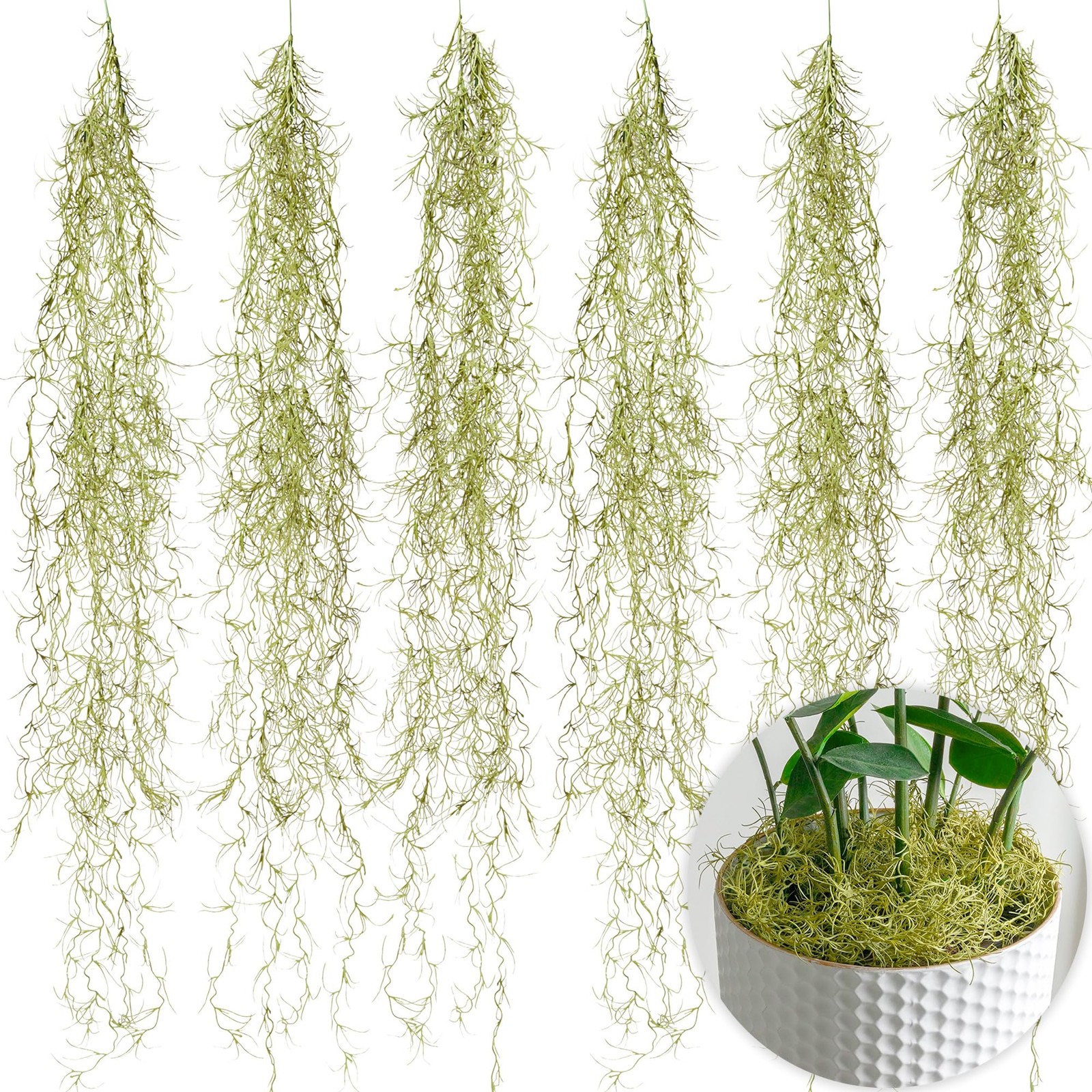 6 PCS Fake Moss Artificial Spanish For DIY Crafts Indoor 33 Inch Long 6oz