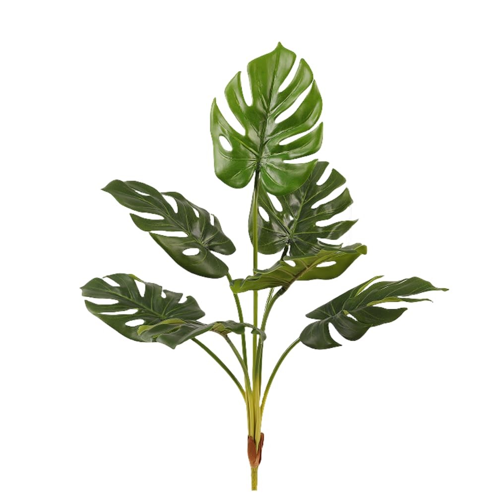 28 inch Artificial Palm Plants Leaves Faux Turtle Leaf with 7 Stems,Monstera …