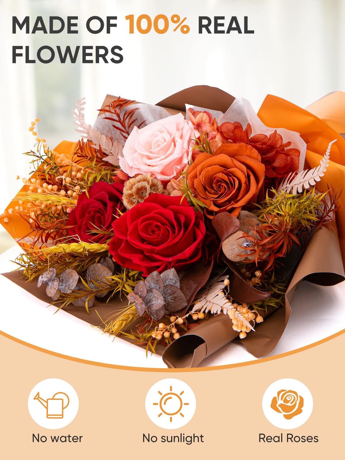 Preserved Flower Bouquet Red Real Rose Fresh Flowers Birthday Anniversary Gift