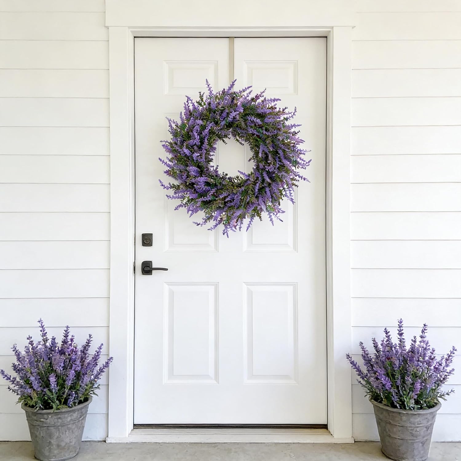 26″ Purple Lavender and Eucalyptus Wreath – Artificial Farmhouse Front Door Deco
