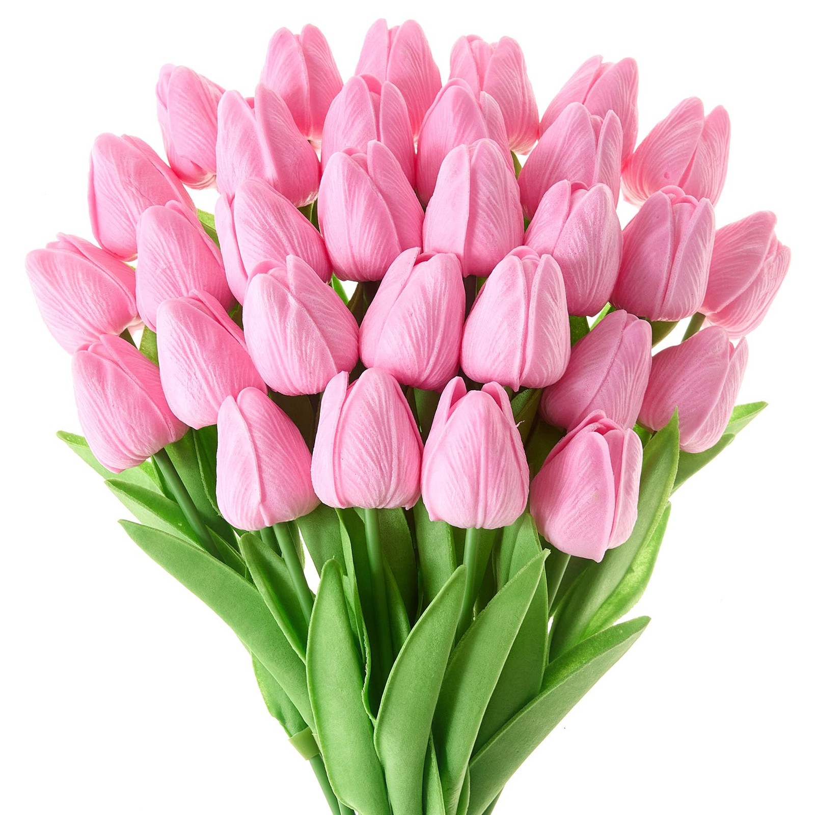 30 PCS Pink Artificial Tulip Fake Real Touch 13 Inch Silk Flower Wedding Party