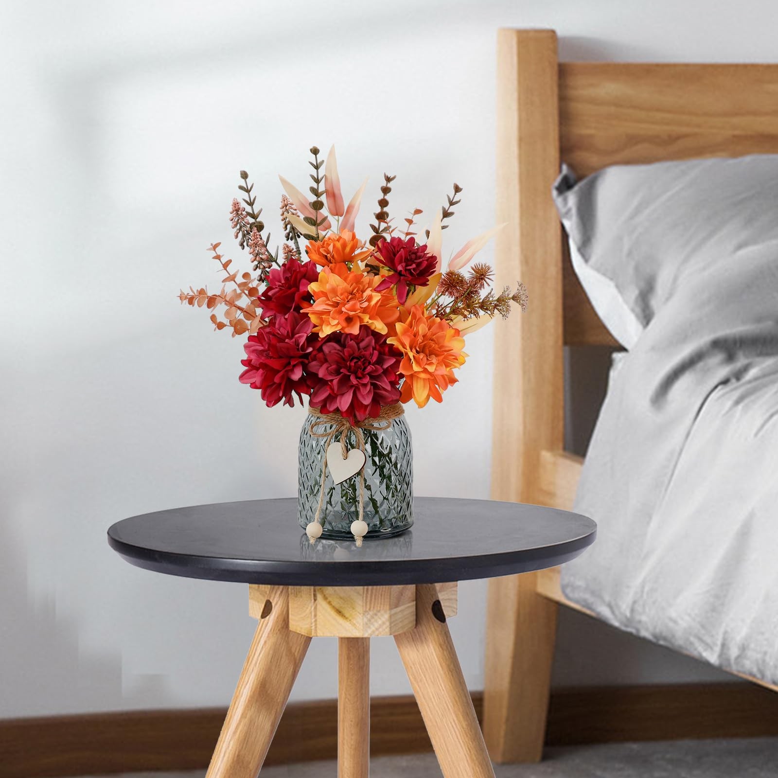 Fake Fall Flowers In Vase Faux Floral Arrangement Table Centerpieces Decor