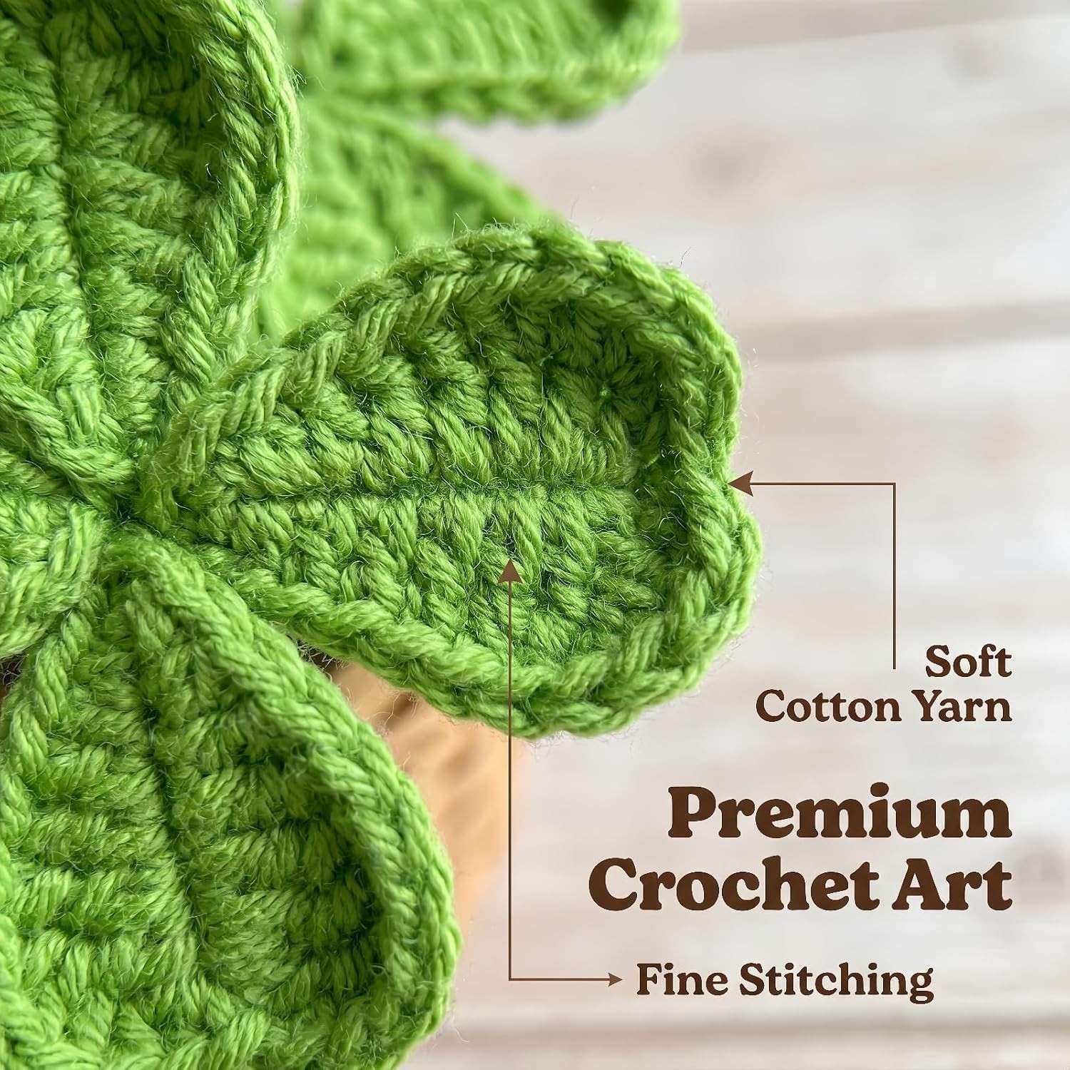 5Pcs Handmade Crochet Four Leaf Clover Bendable Non-Wilt Lucky Decor | Handcr…
