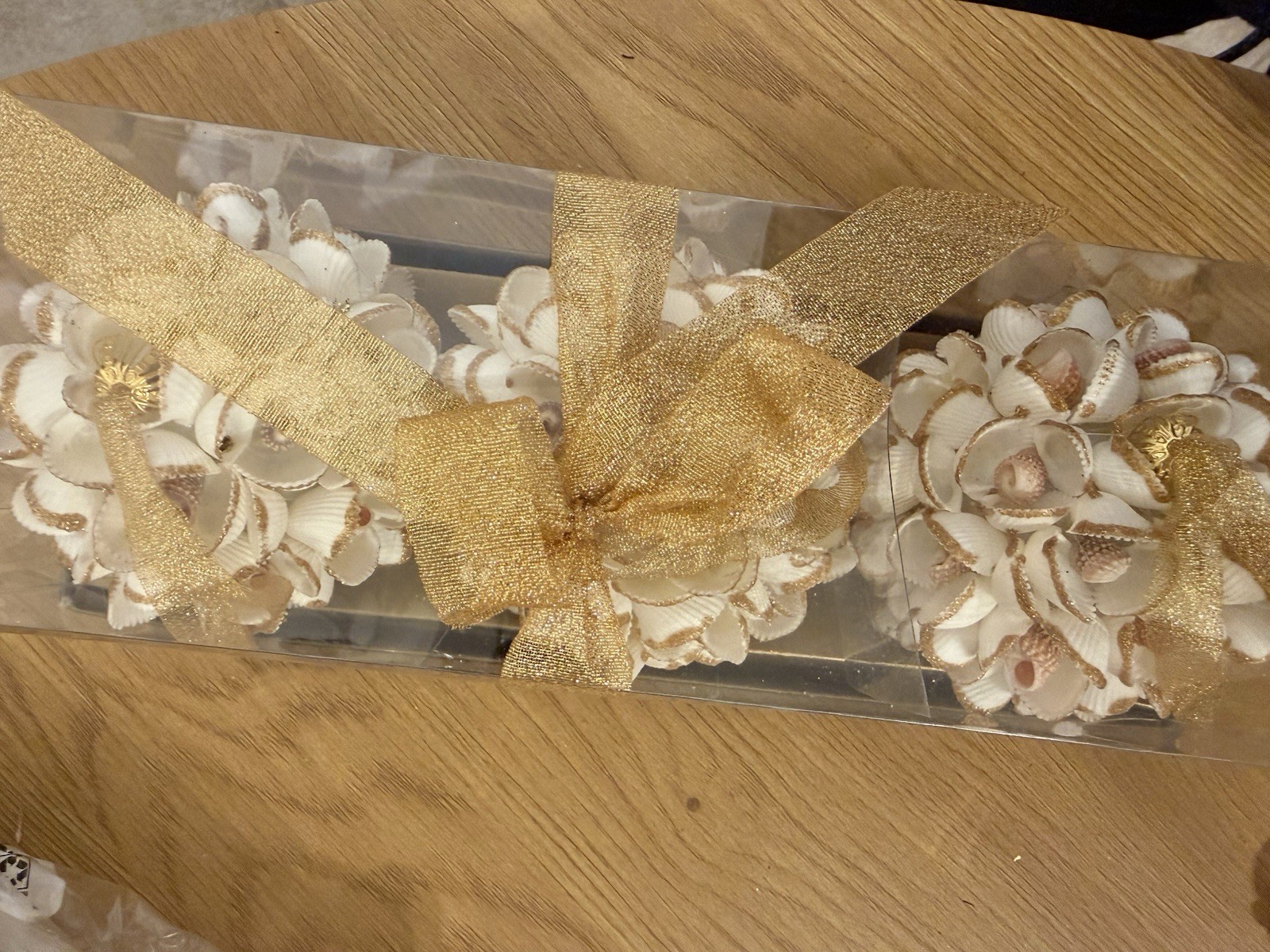 Handcrafted Shell Artificial Flower Arrangement Centerpiece White Beige