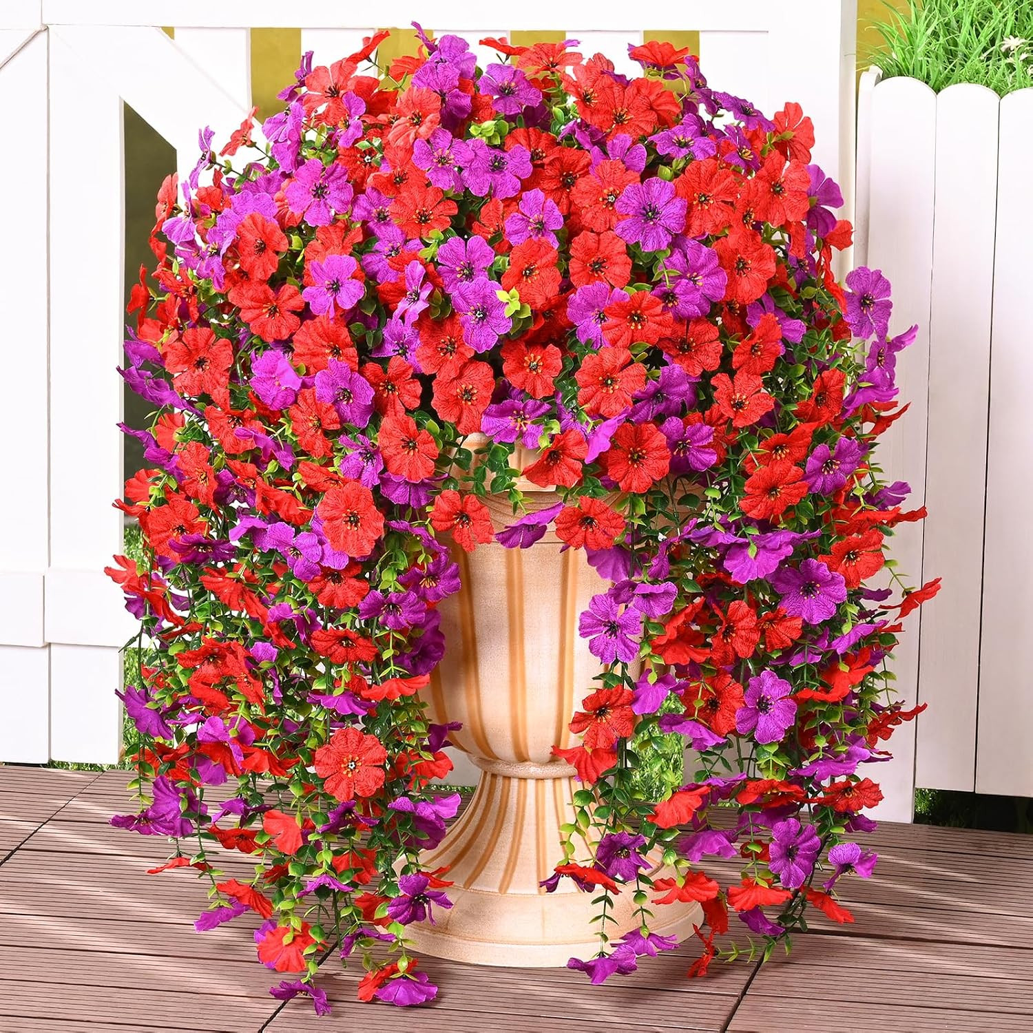 4 Pcs Look Real Artificial Flowers for Outdoors, Realistic Fake Artificial Hangi
