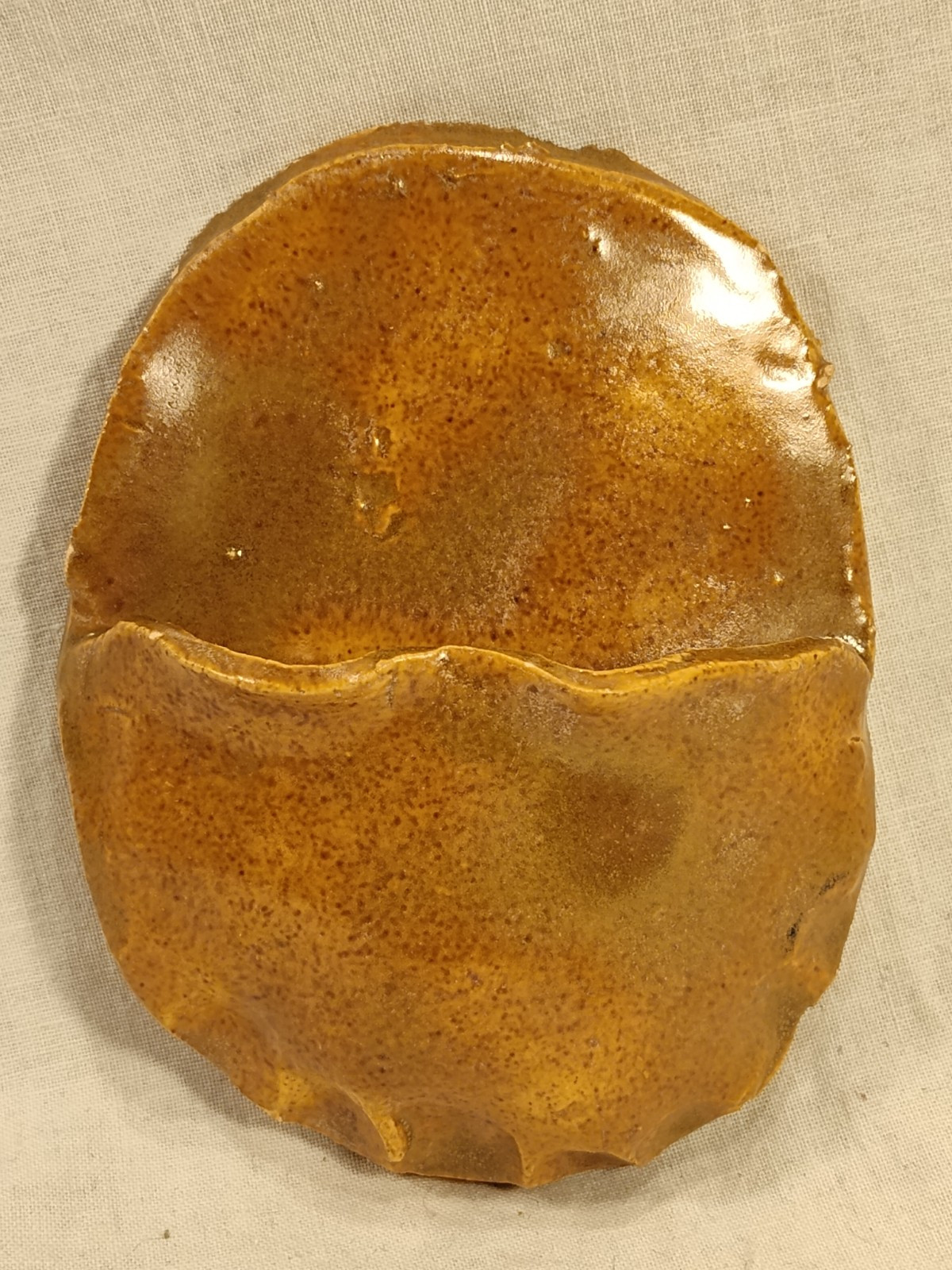 Hand Made Pottery Wall Pocket Brown Glaze For Dried Flowers