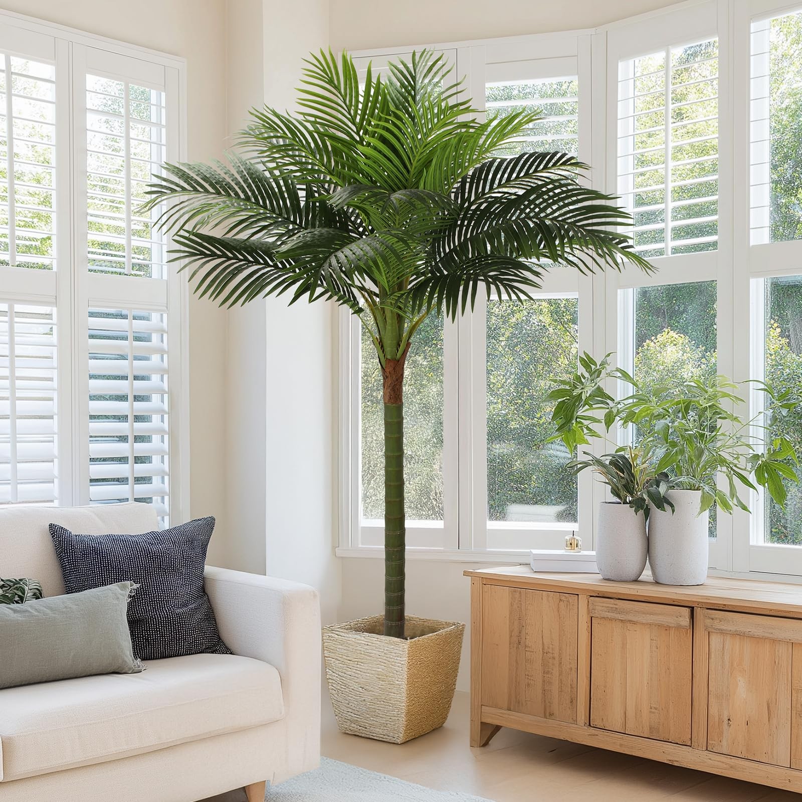 FLOWORLD Palm Tree Artificial Tropical Plant 6FT Tall Faux Plants 6ft, Green