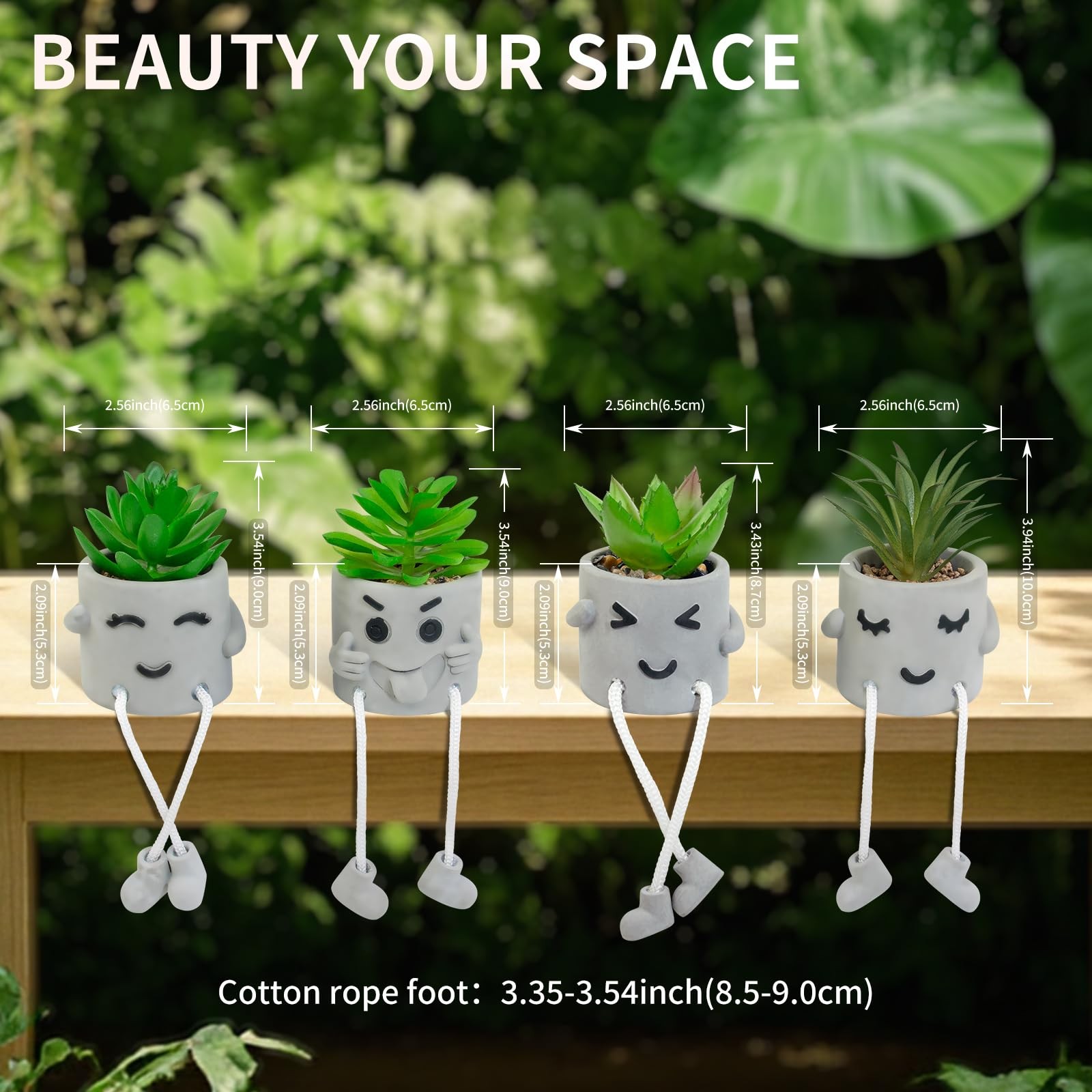 Set Of 4 Small Artificial Succulents Potted Plants Faux Succulents Desk Decorati
