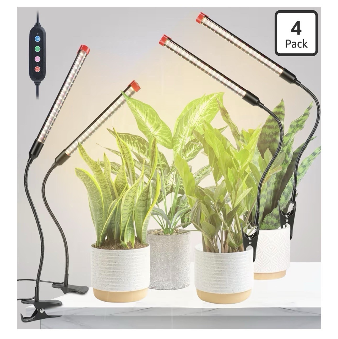 4Pack 2-in-1 Small Clip Grow Lights for Indoor Plants, Bonsai, Succulent, Cac…