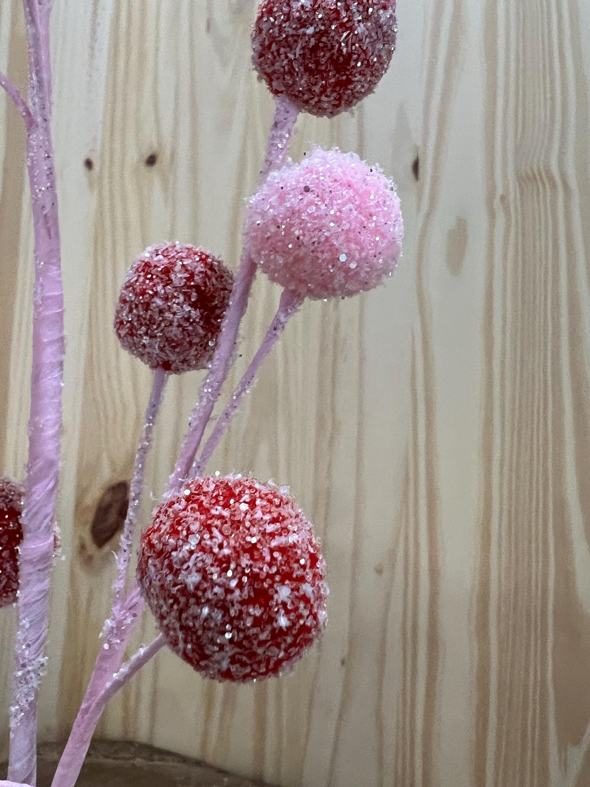 21″ Pink Red Glitter Berry Spray Stem Christmas Valentine Holiday Floral Decor