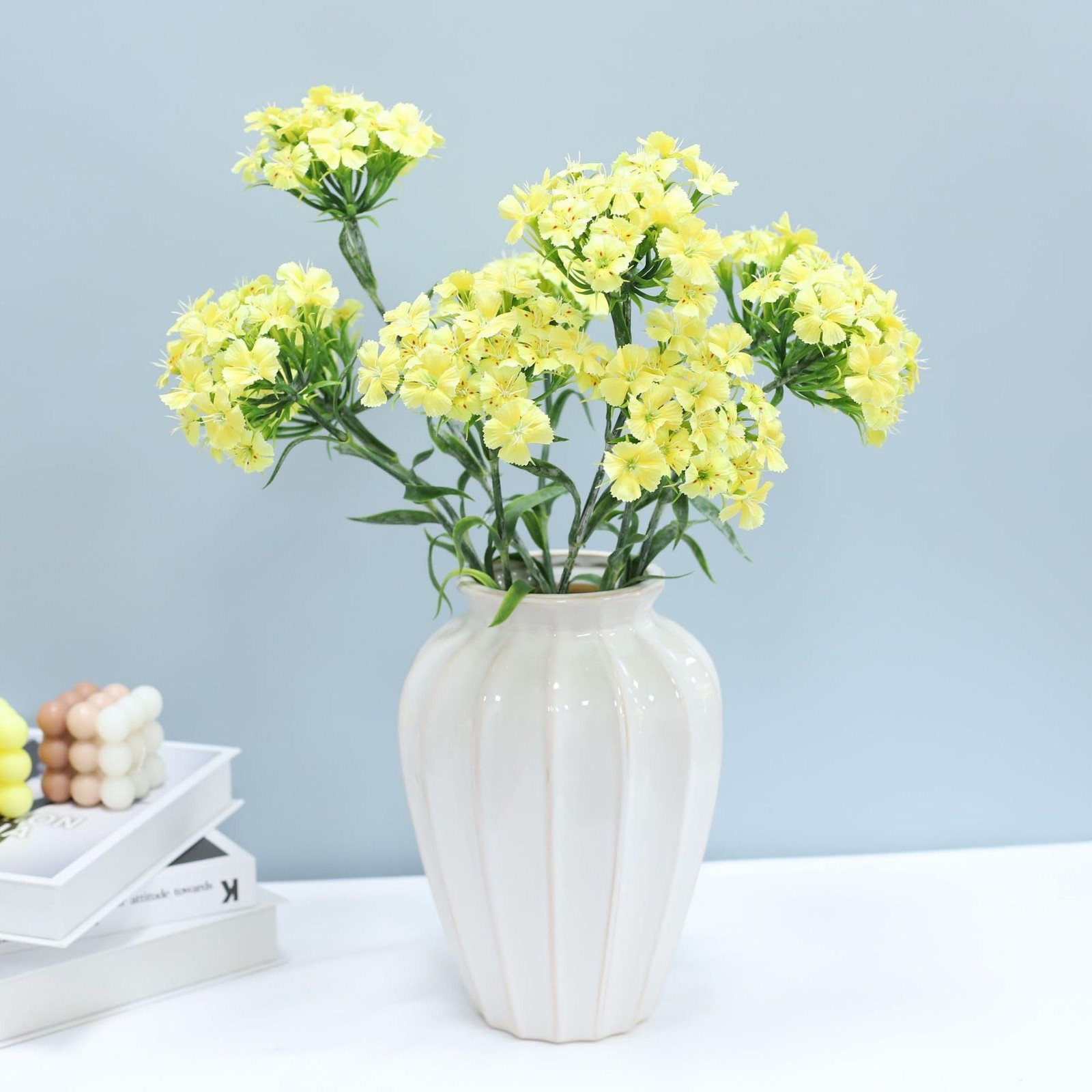 5PCS Artificial Dianthus Blooms with Stem Silk Flowers for Arrangement Weddin…