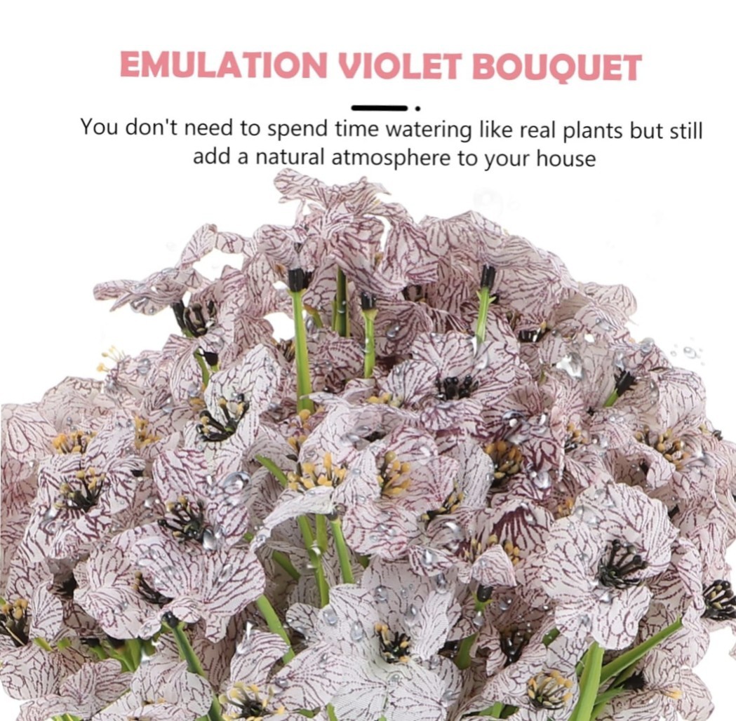 12 pcs Spring Summer Violet Bouquet Wedding & Home Decoration Realistic Decor