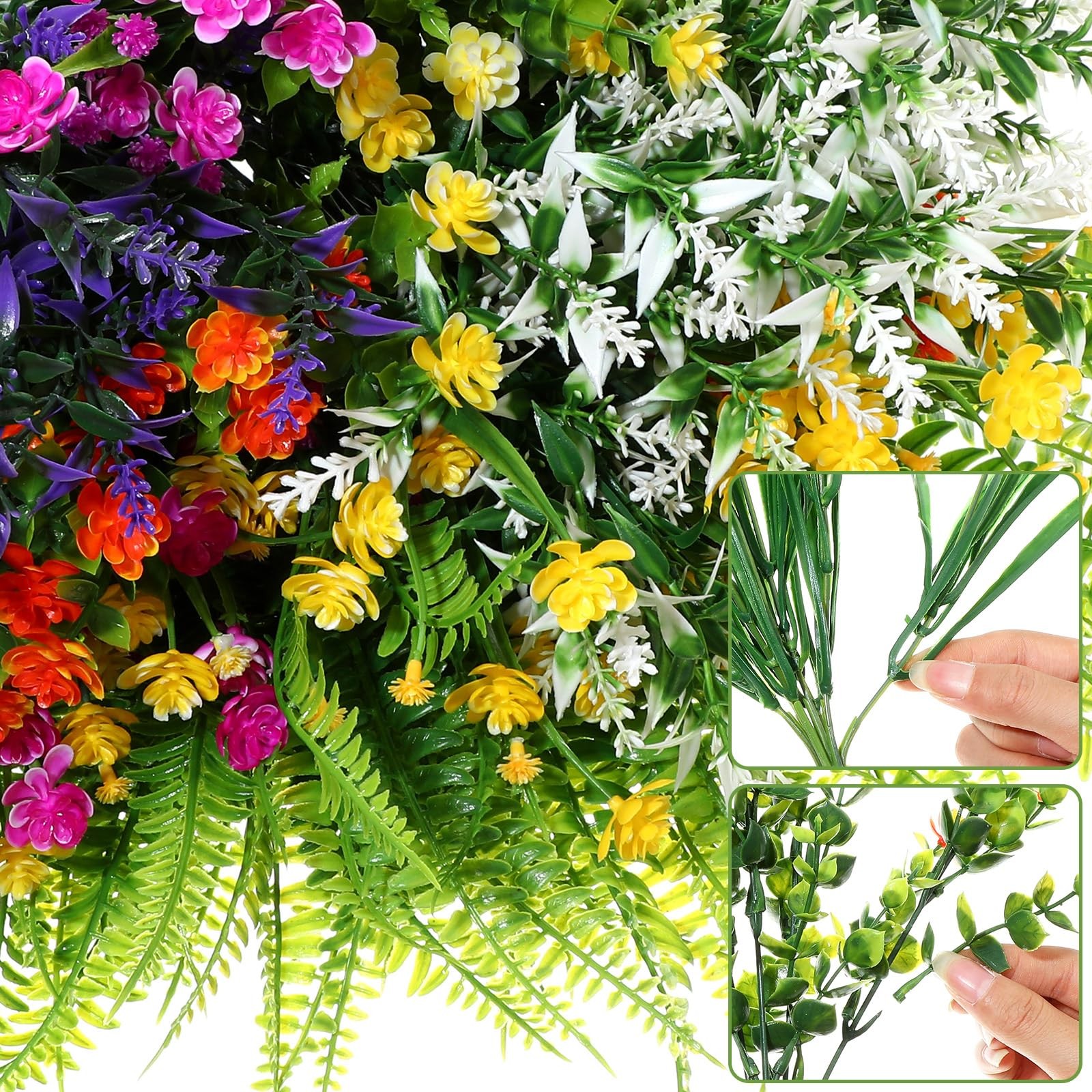56 Bundles Artificial Flowers Fake Uv Resistant For Outdoor Plastic Greenery Shr